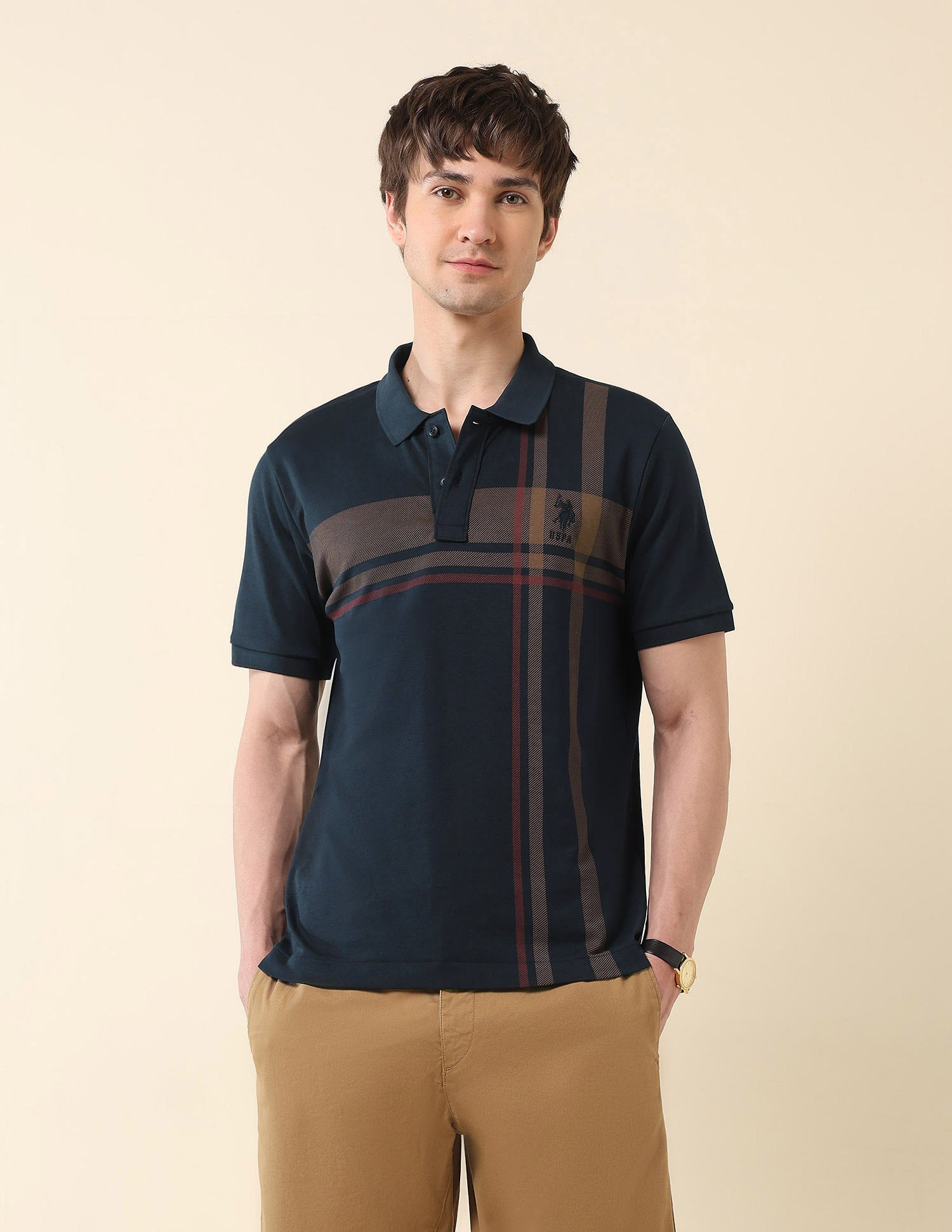 Pure Cotton Varsity Polo Shirt Navy - U.S. Polo Assn. India | Large
