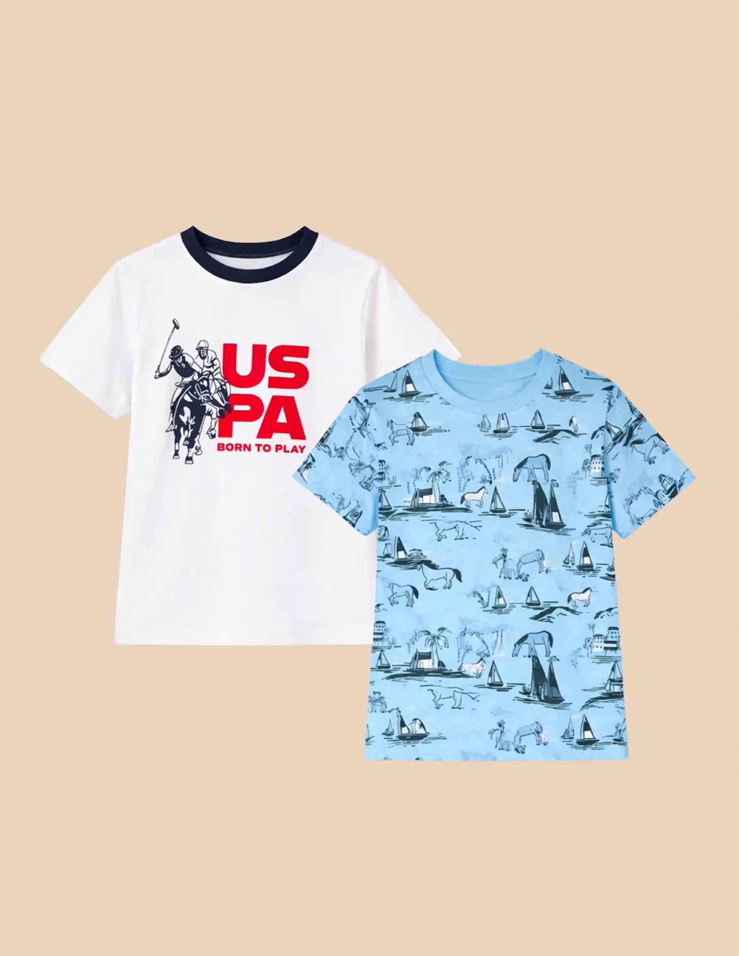 Brand Printed Regular Fit T-Shirt - Pack Of 2 Assorted - U.S. Polo Assn. India | Large