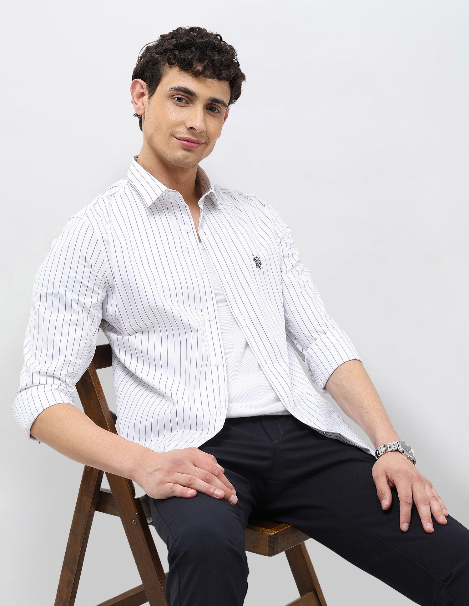 Vertical Striped Tailored Fit Shirt White - U.S. POLO ASSN. | Large