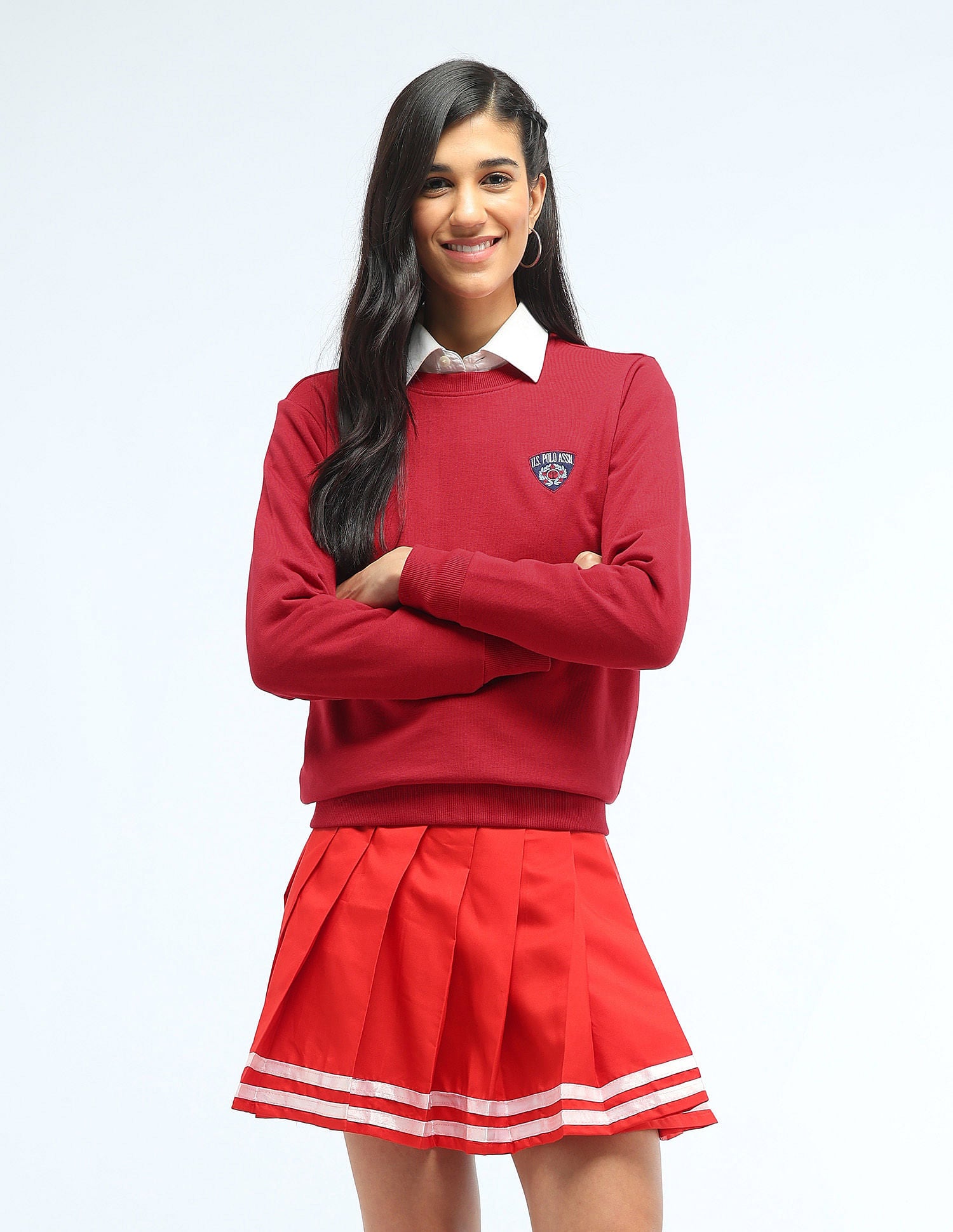 Solid Regular Fit Sweatshirt Red - U.S. Polo Assn. India | Large
