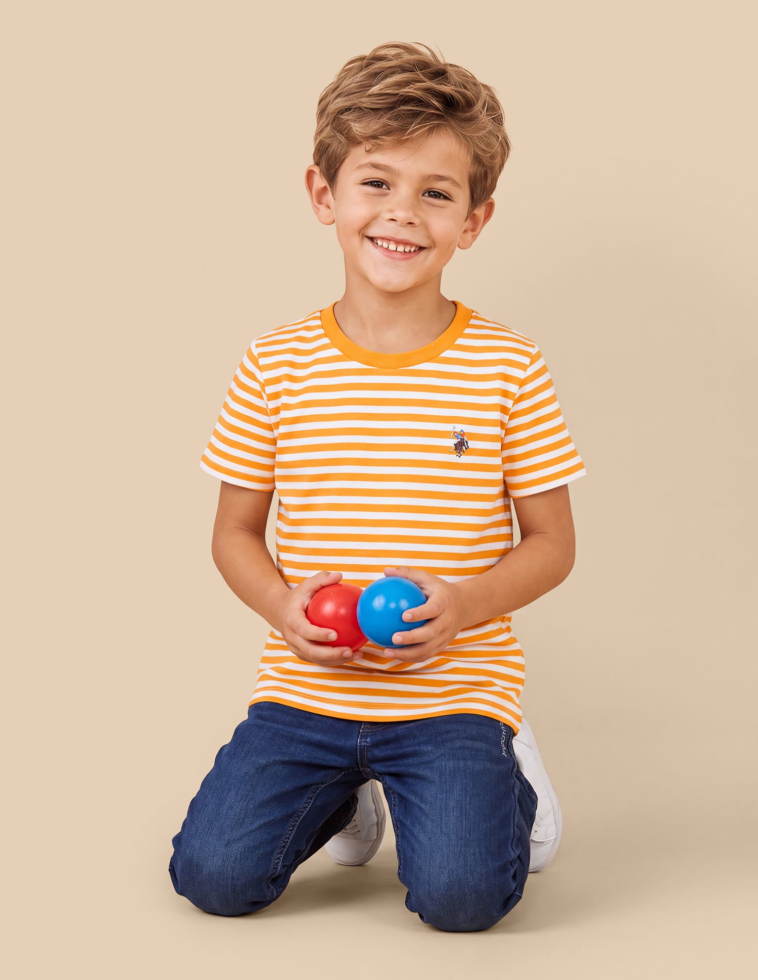 Horizontal Striped Regular Fit T-Shirt Orange - U.S. Polo Assn. India | Large