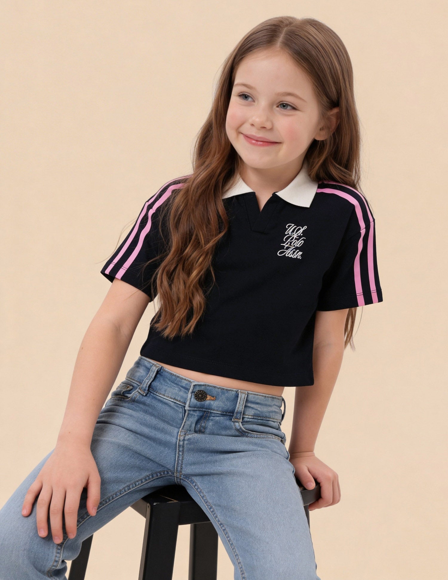 Solid Stripe Detail Regular Fit Top