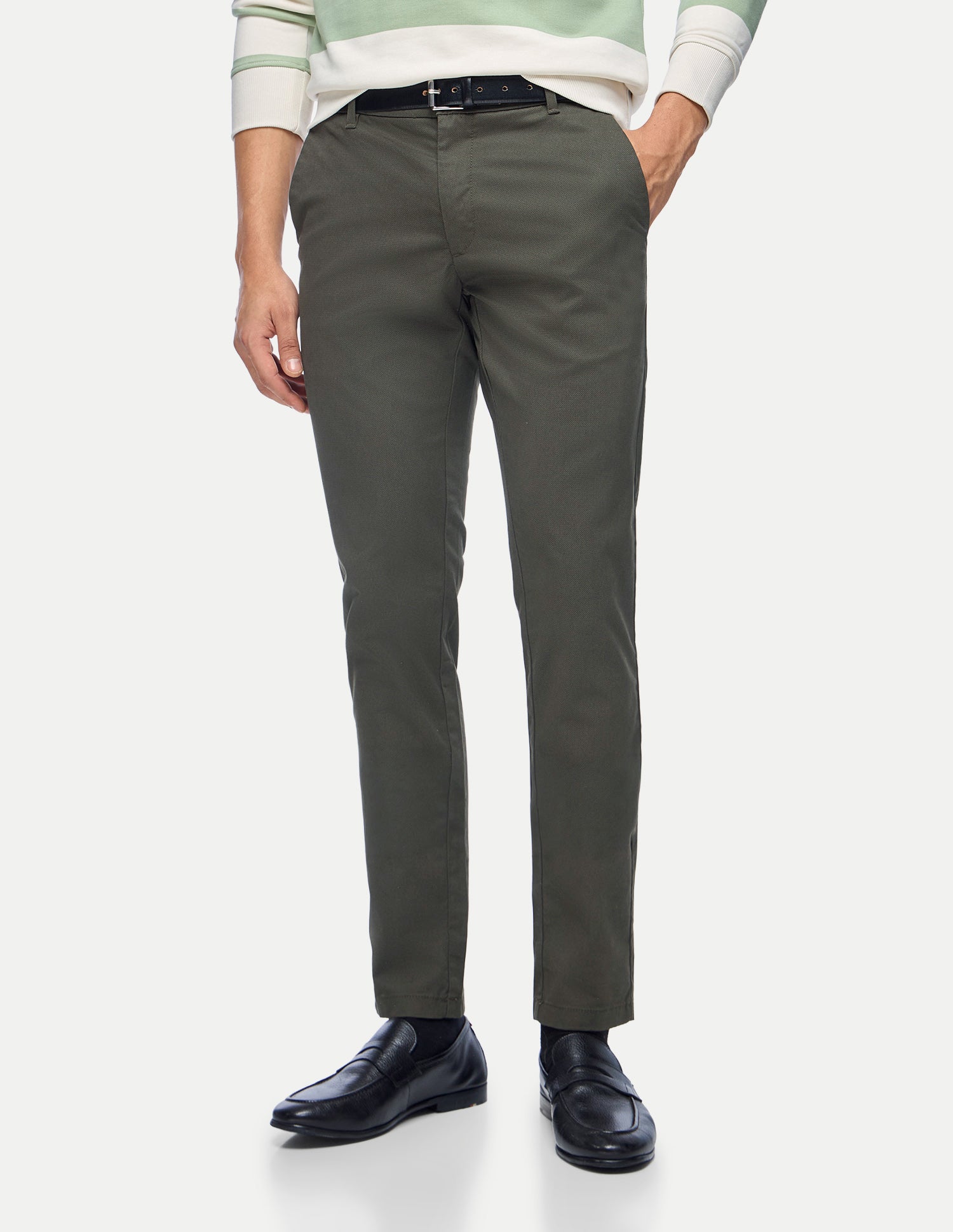 Austin Slim Fit Twill Trousers Dark Olive - U.S. Polo Assn. India | Large