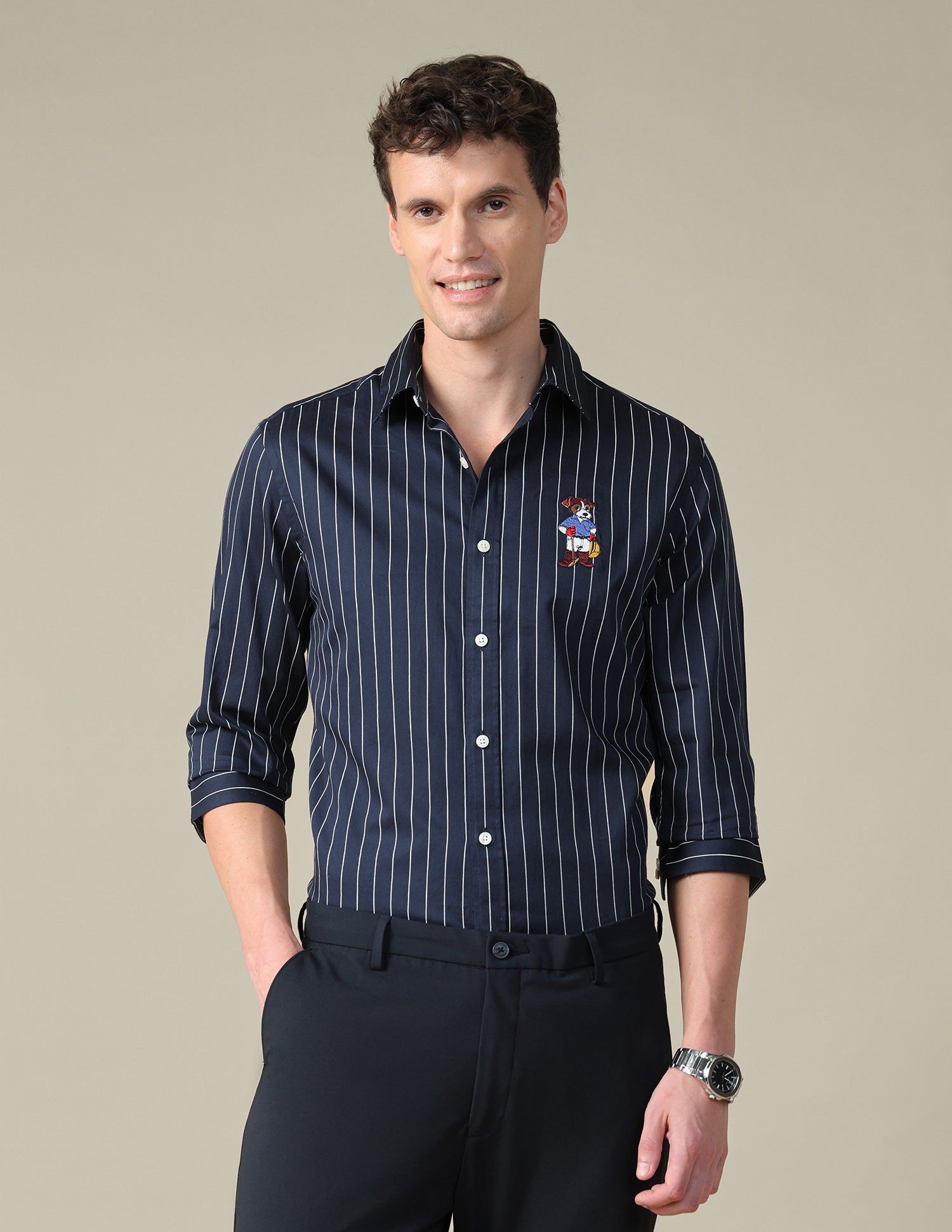 Tailored Fit Vertical Striped Shirt Navy - U.S. Polo Assn. India | Large