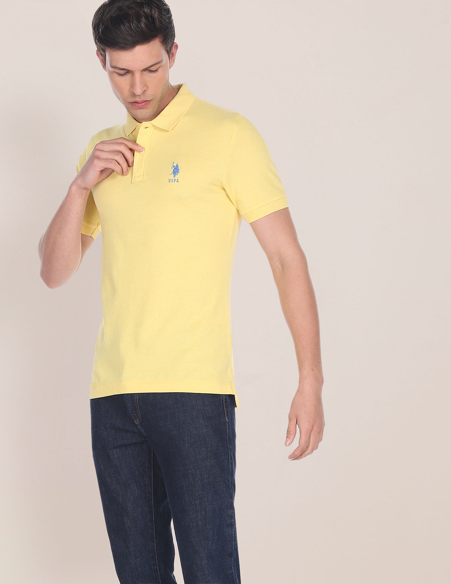 Cotton Bamboo Stretch Polo Shirt Yellow - U.S. Polo Assn. India | Large