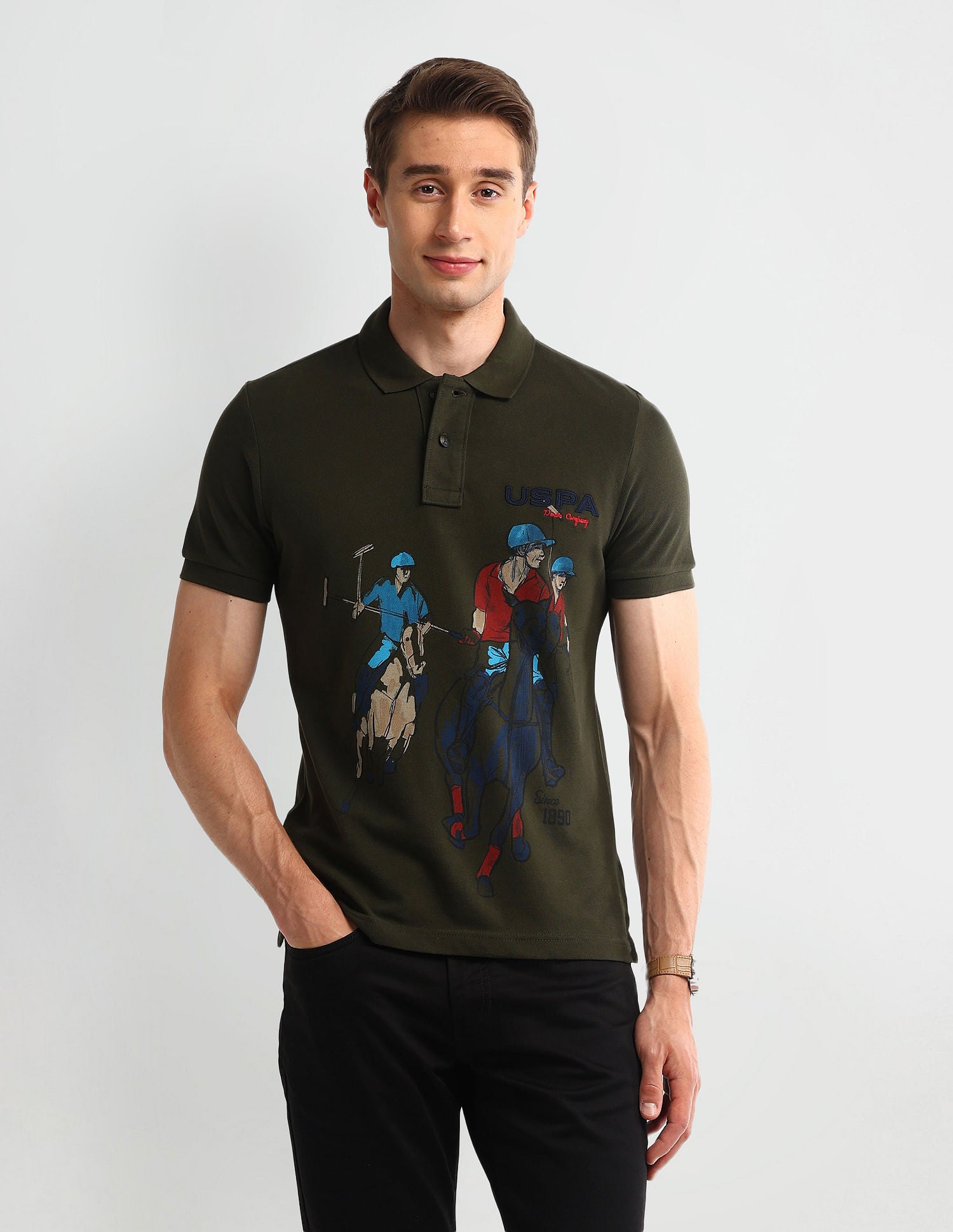 Muscle Fit Graphic Polo Shirt