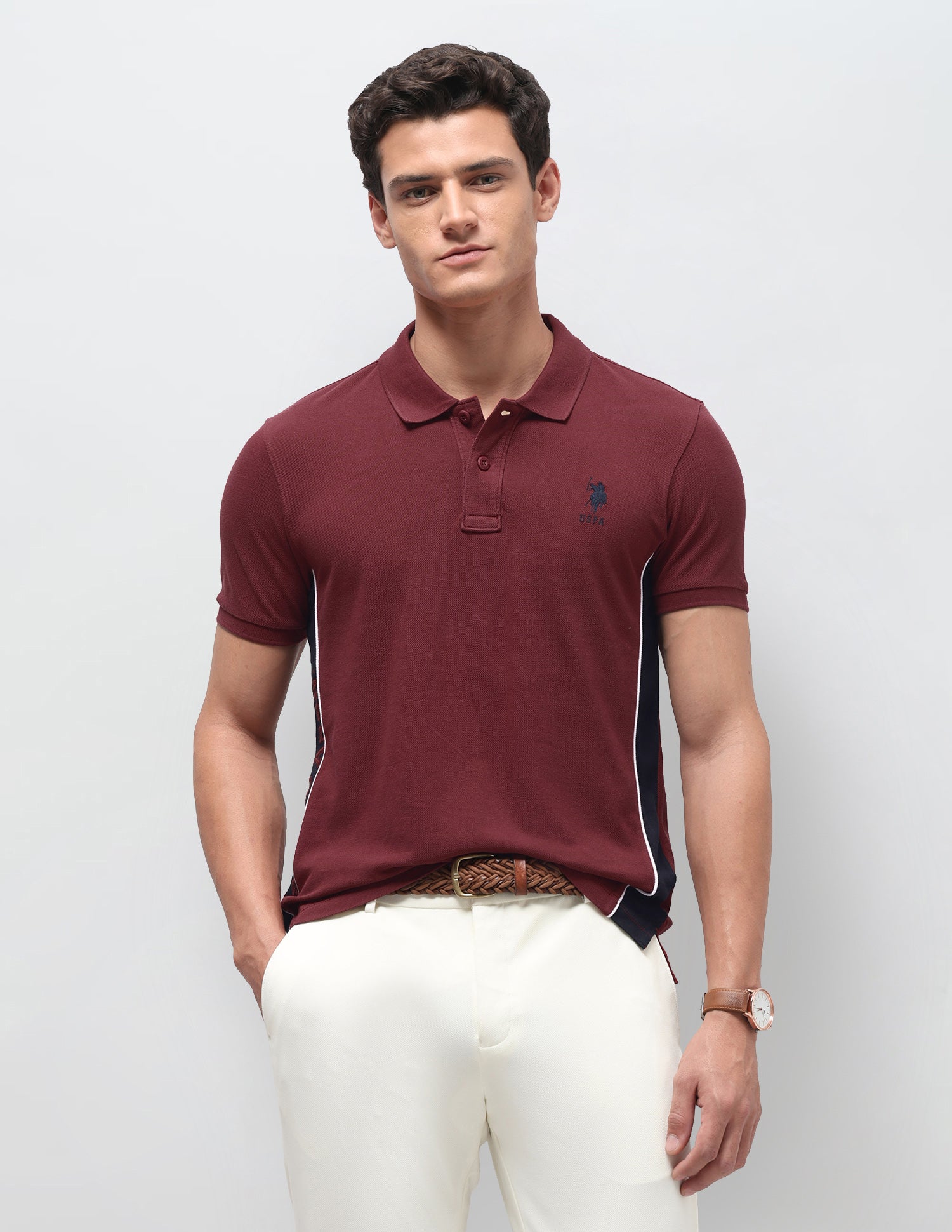 Solid Slim Fit Polo Shirt Maroon - U.S. Polo Assn. India | Large