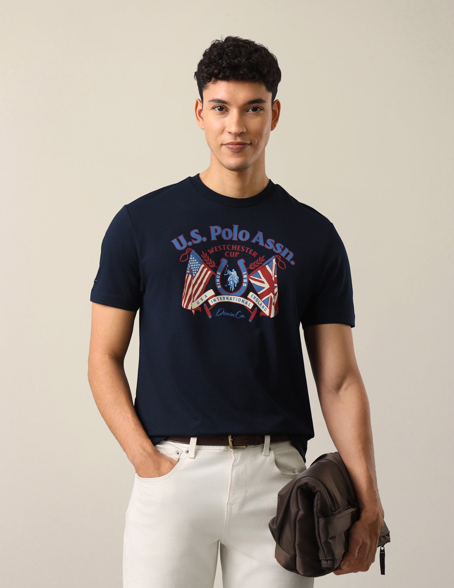 Graphic Brand Printed Slim Fit T-Shirt Navy - U.S. Polo Assn. India | Large