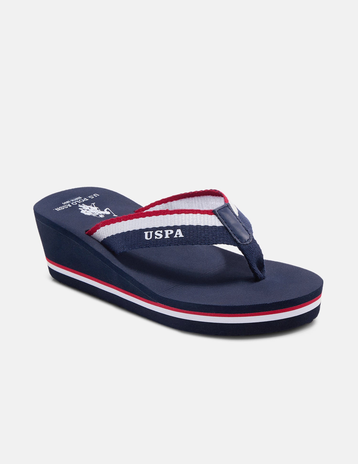 Saray Striped Flip Flop Wedge Sandals Navy - U.S. Polo Assn. India | Large