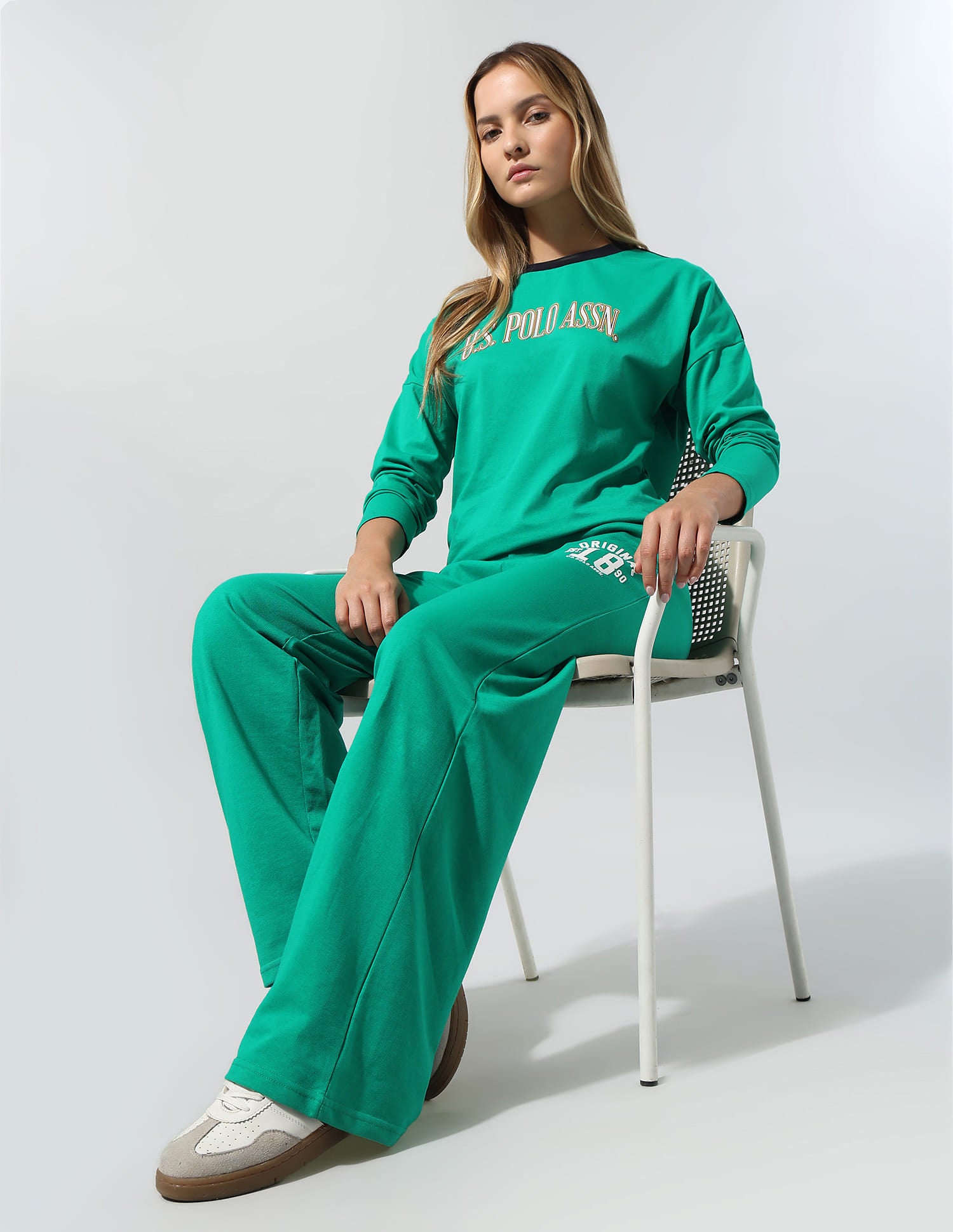 Drop Shoulder Full Sleeves T-Shirt With Wide Leg Pants
