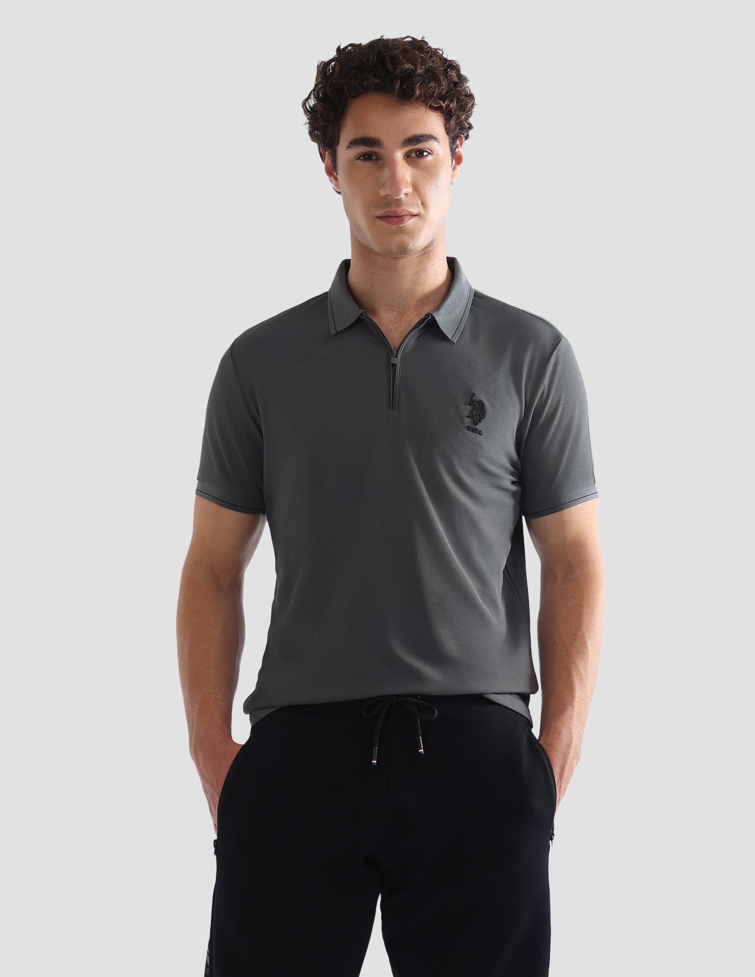 Solid Slim Fit Active Polo Shirt