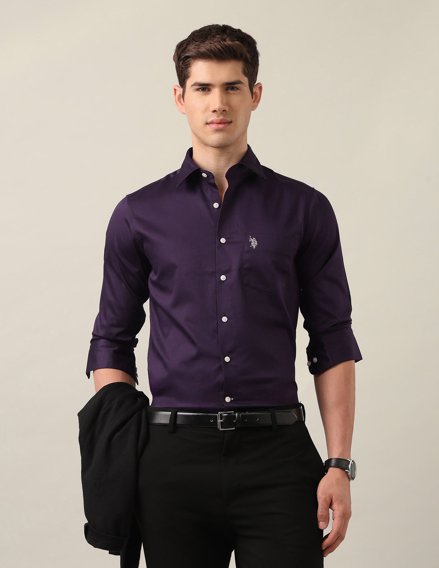 Satin Tailored Fit Shirt Wine - U.S. Polo Assn. India | Large