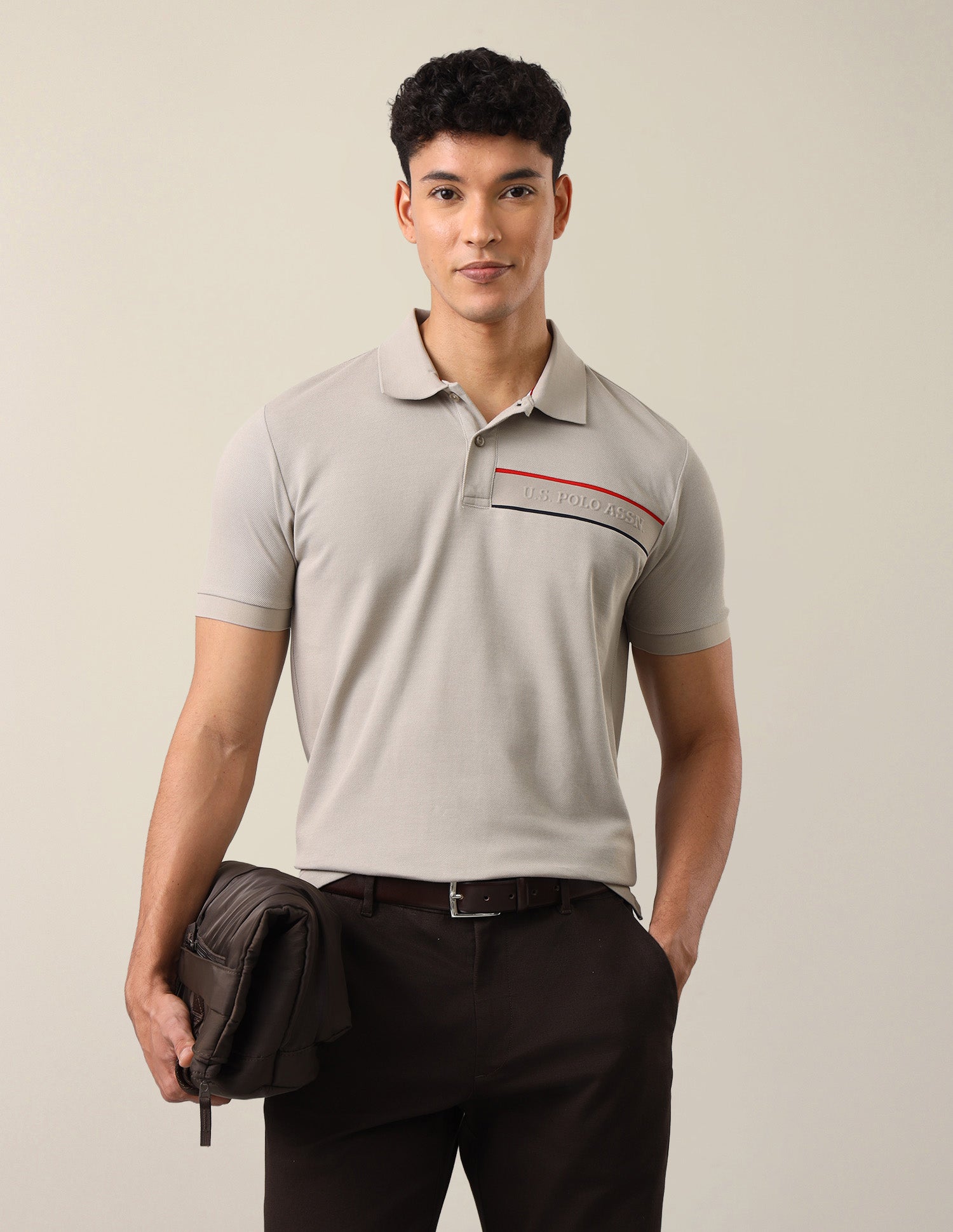 Solid Slim Fit Polo Shirt Grey - U.S. Polo Assn. India | Large