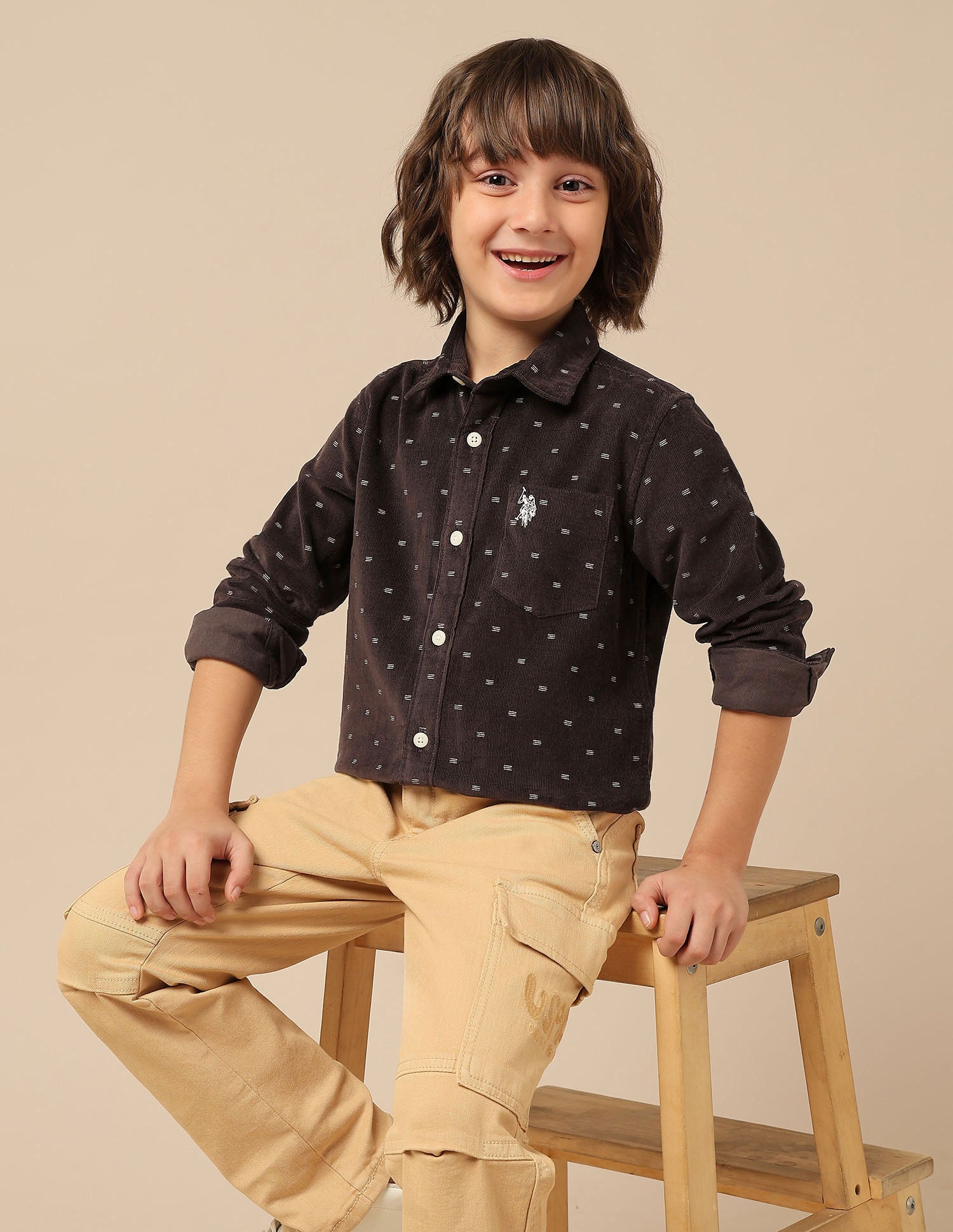 Boys All Over Printed Corduroy Shirt