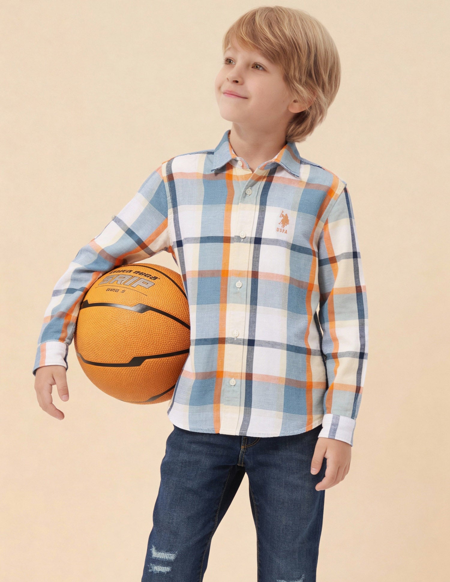 Boys Plaid Checked Dobby Shirt