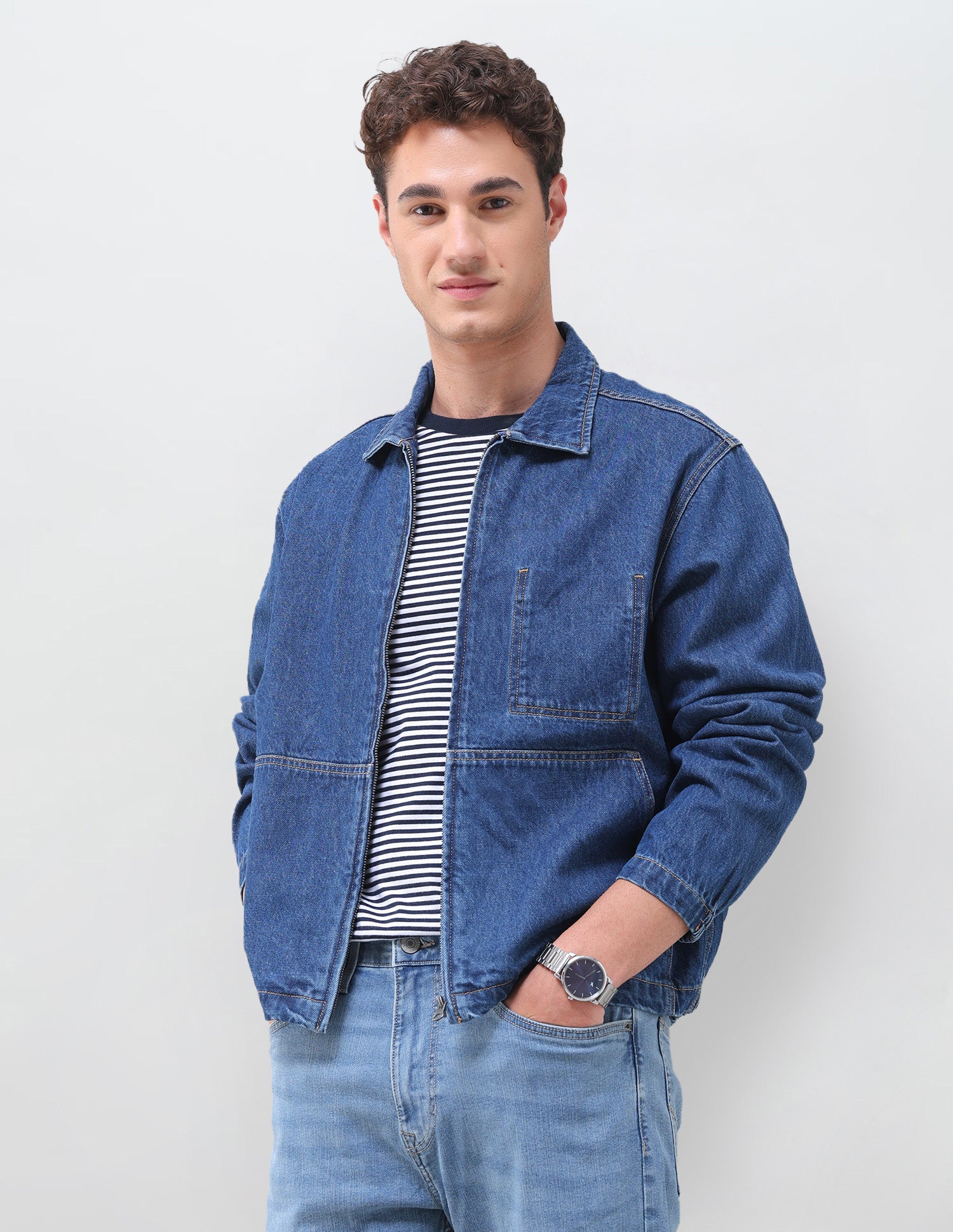 Solid Regular Fit Denim Jacket Indigo - U.S. Polo Assn. India | Large