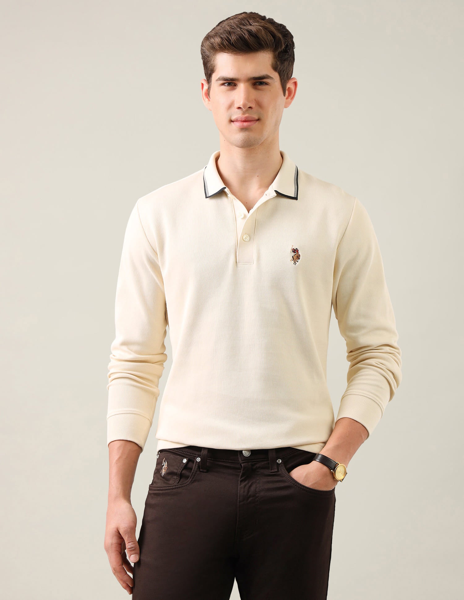 Solid Slim Fit Polo Shirt White - U.S. Polo Assn. India | Large