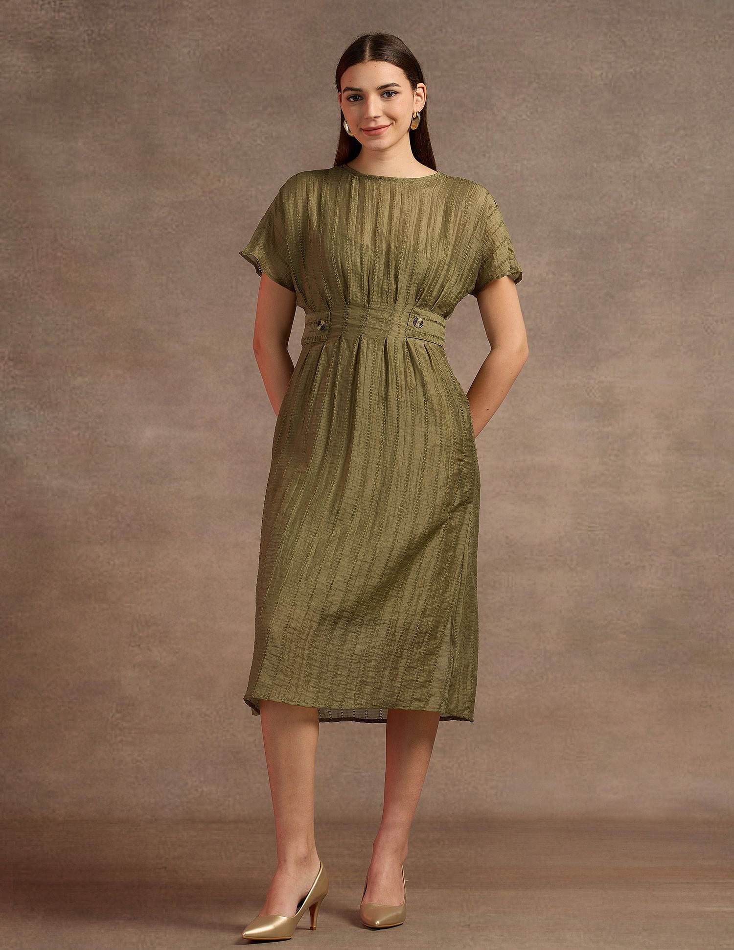 Textured Pattern A-Line Dress