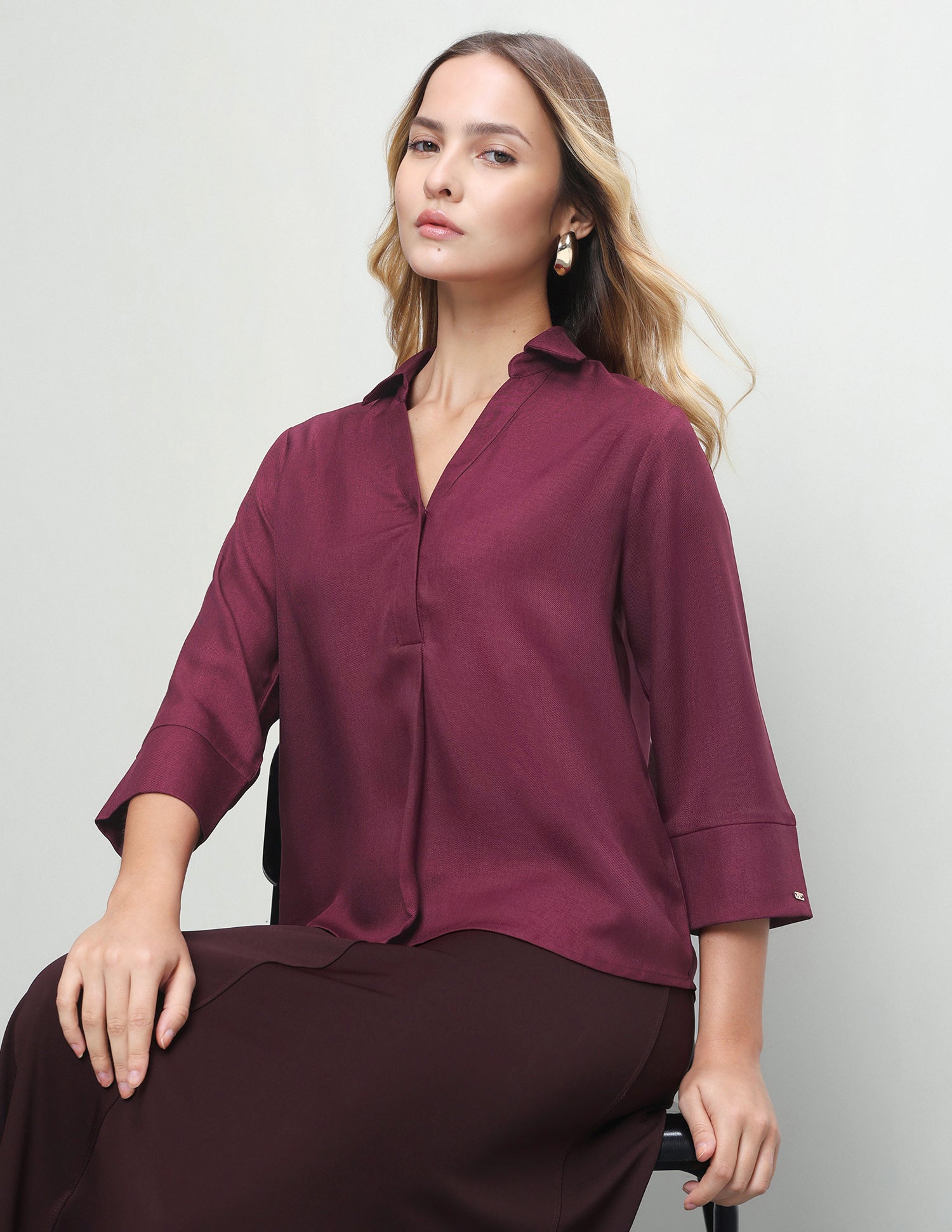 Solid Regular Fit Top Maroon - U.S. Polo Assn. India | Large