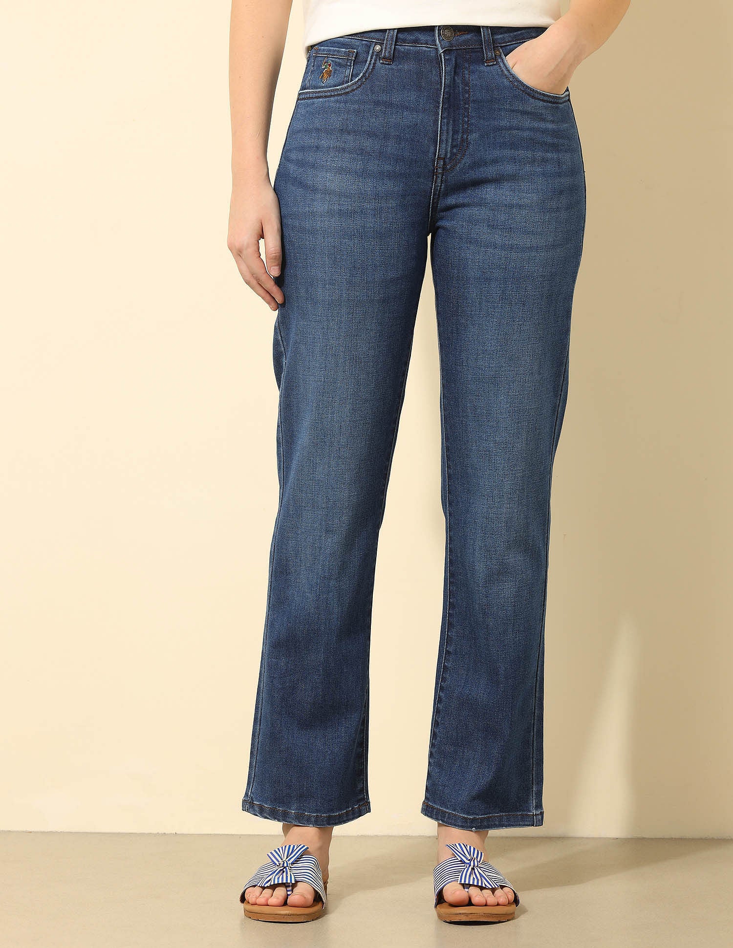 High Rise Straight Fit Jeans Dark Blue - U.S. Polo Assn. India | Large