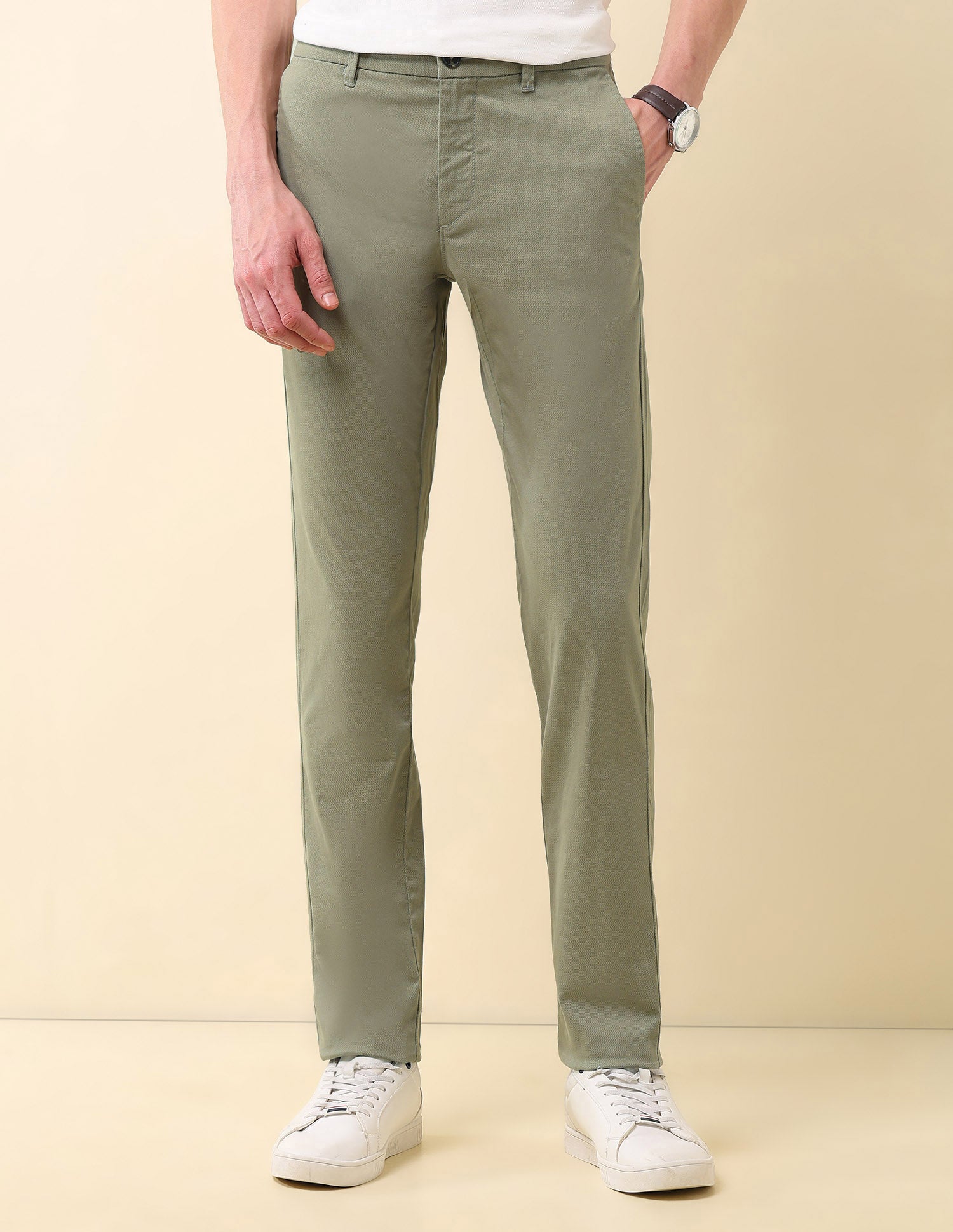 Mid Rise Denver Slim Fit Trousers Light Olive - U.S. Polo Assn. India | Large