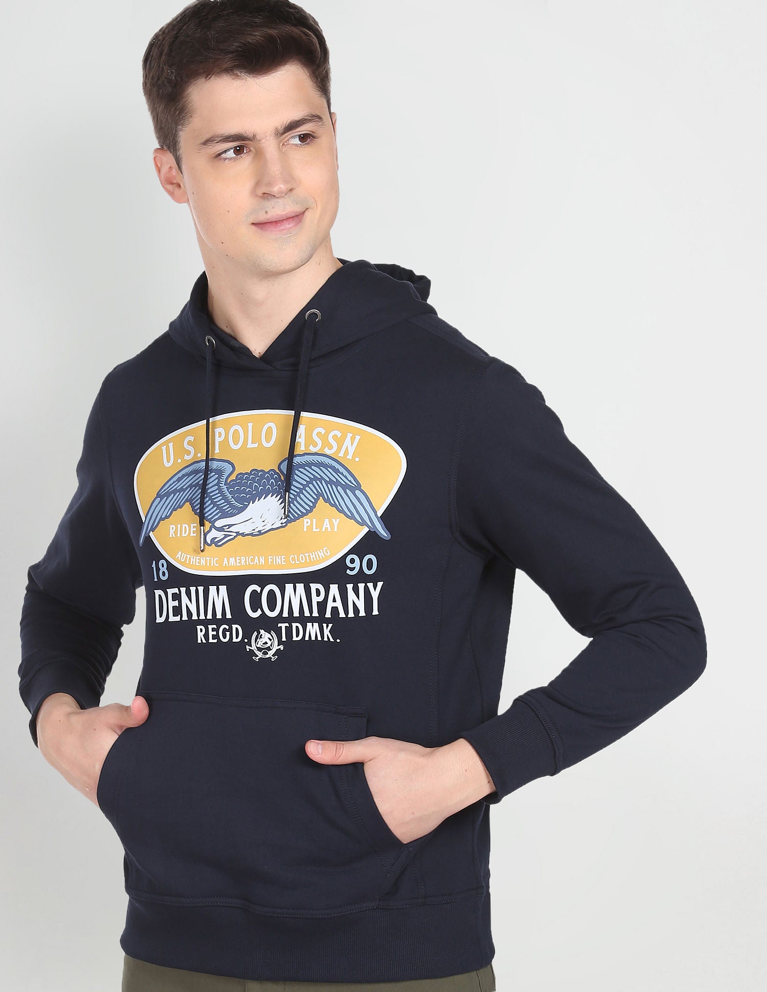 Hooded Graphic Print Sweatshirt Navy - U.S. Polo Assn. India | Large