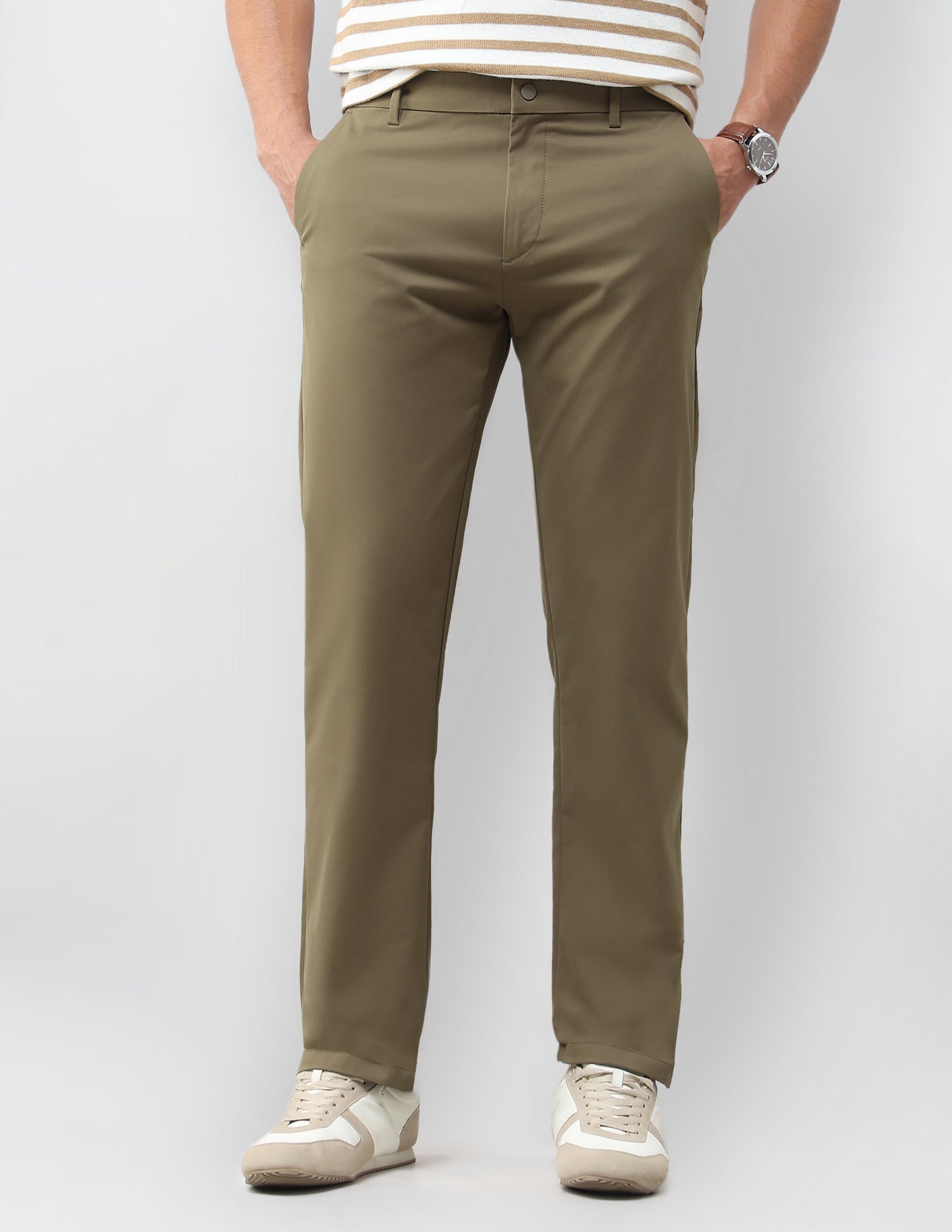Mid Rise Riley Straight Fit Trousers Brown - U.S. Polo Assn. India | Large