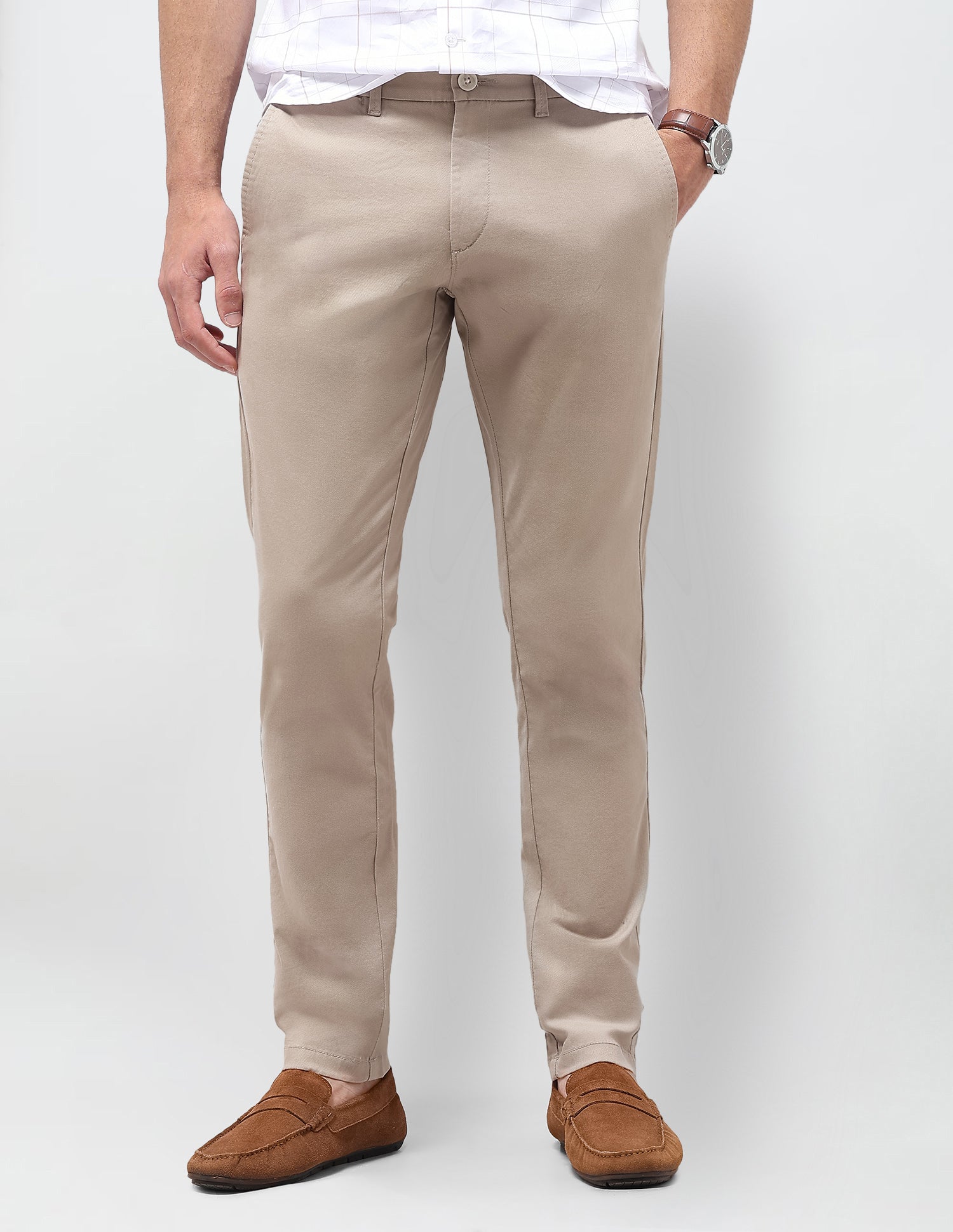 Twill Austin Slim Fit Trousers Light Khaki - U.S. Polo Assn. India | Large