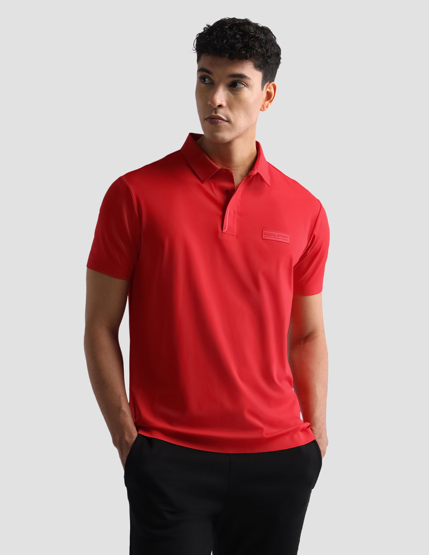 Solid Slim Fit Active Polo Shirt Red - U.S. Polo Assn. India | Large