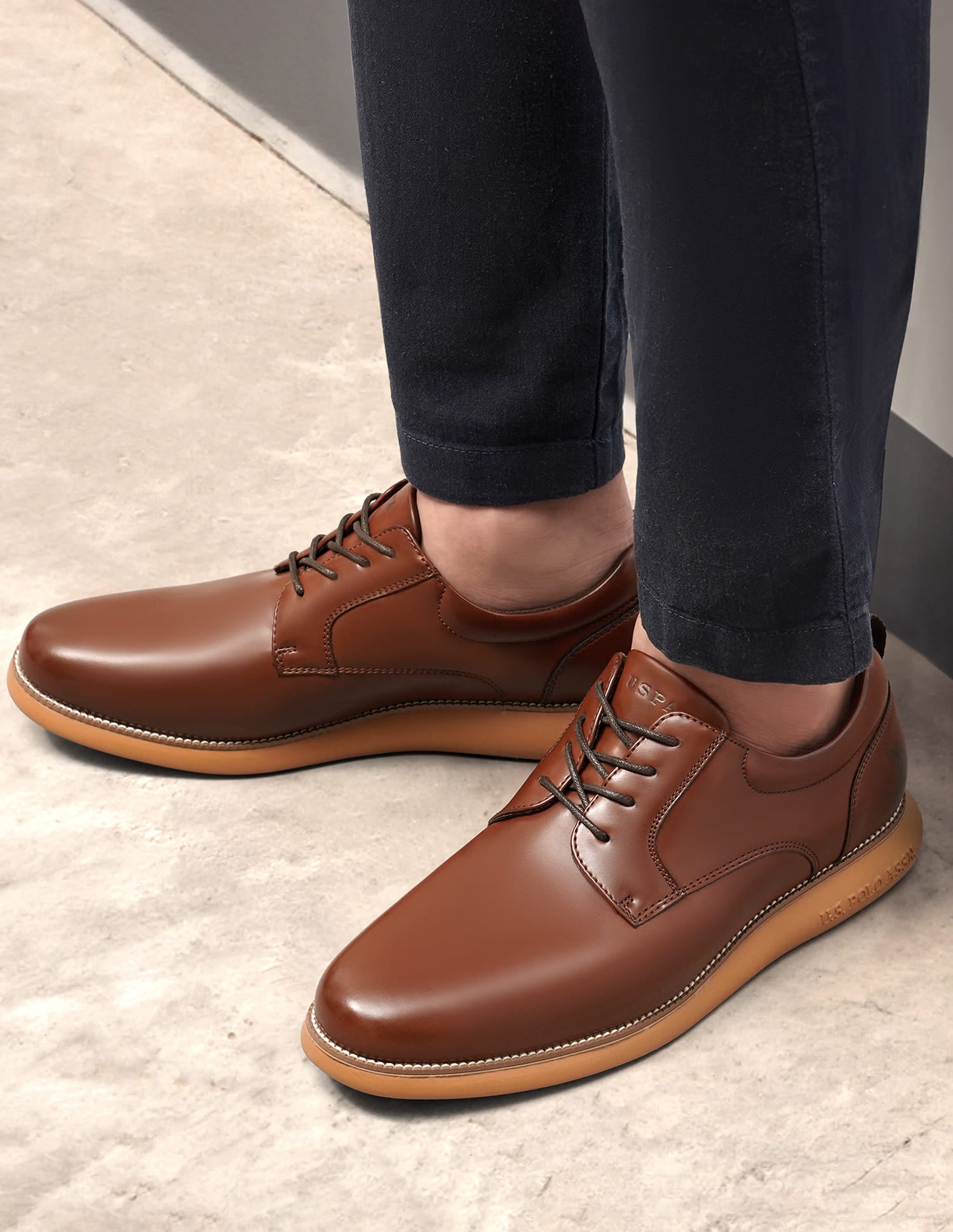 Men Nicolo Brown Work Casuals Lace Up Shoes Brown - U.S. Polo Assn. India | Large
