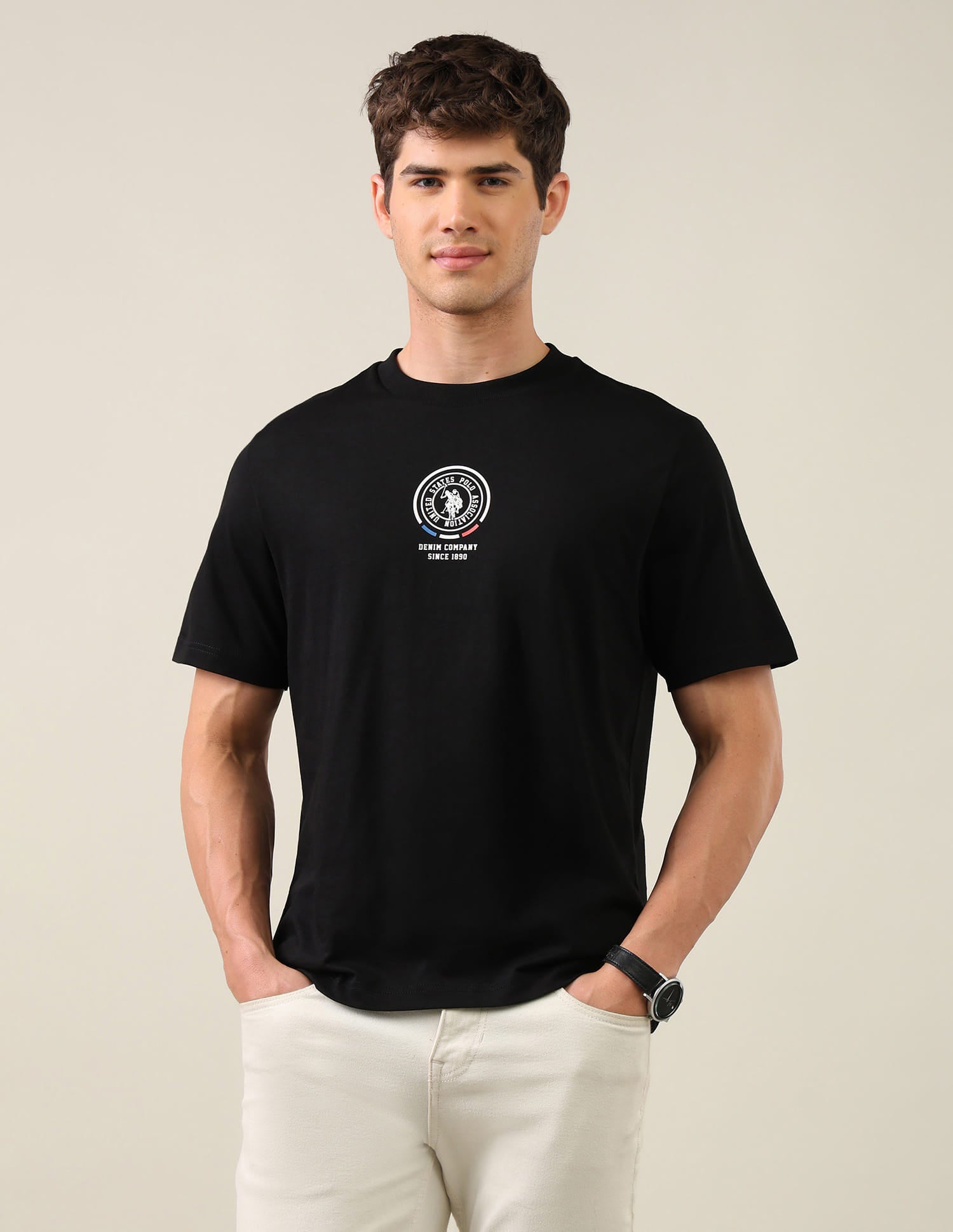 Solid Relaxed Fit T-Shirt Black - U.S. Polo Assn. India | Large