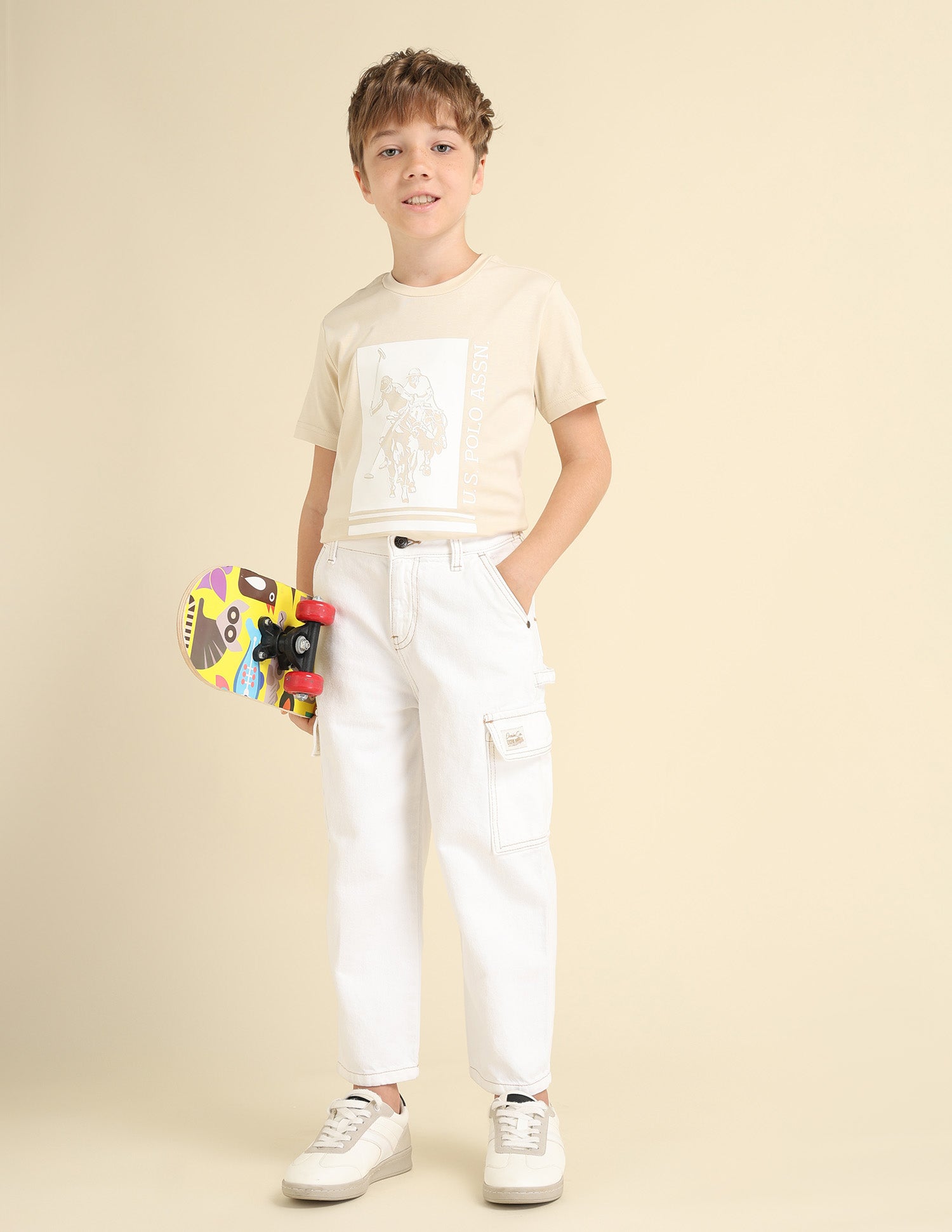 Boys Mid Rise Baggy Fit Jeans White - U.S. POLO ASSN. | Large