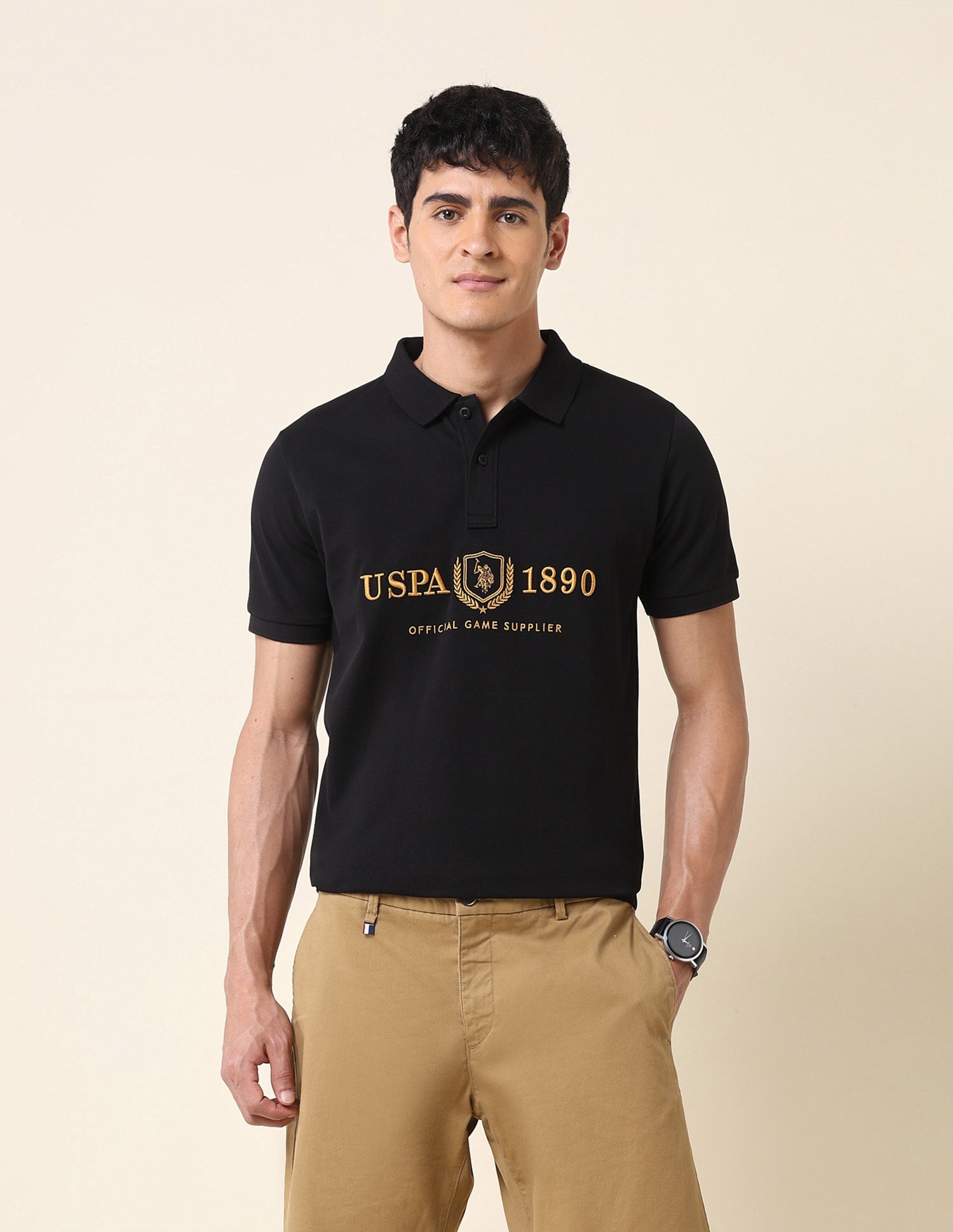 Brand Embroidered Classic Polo Shirt Black - U.S. Polo Assn. India | Large