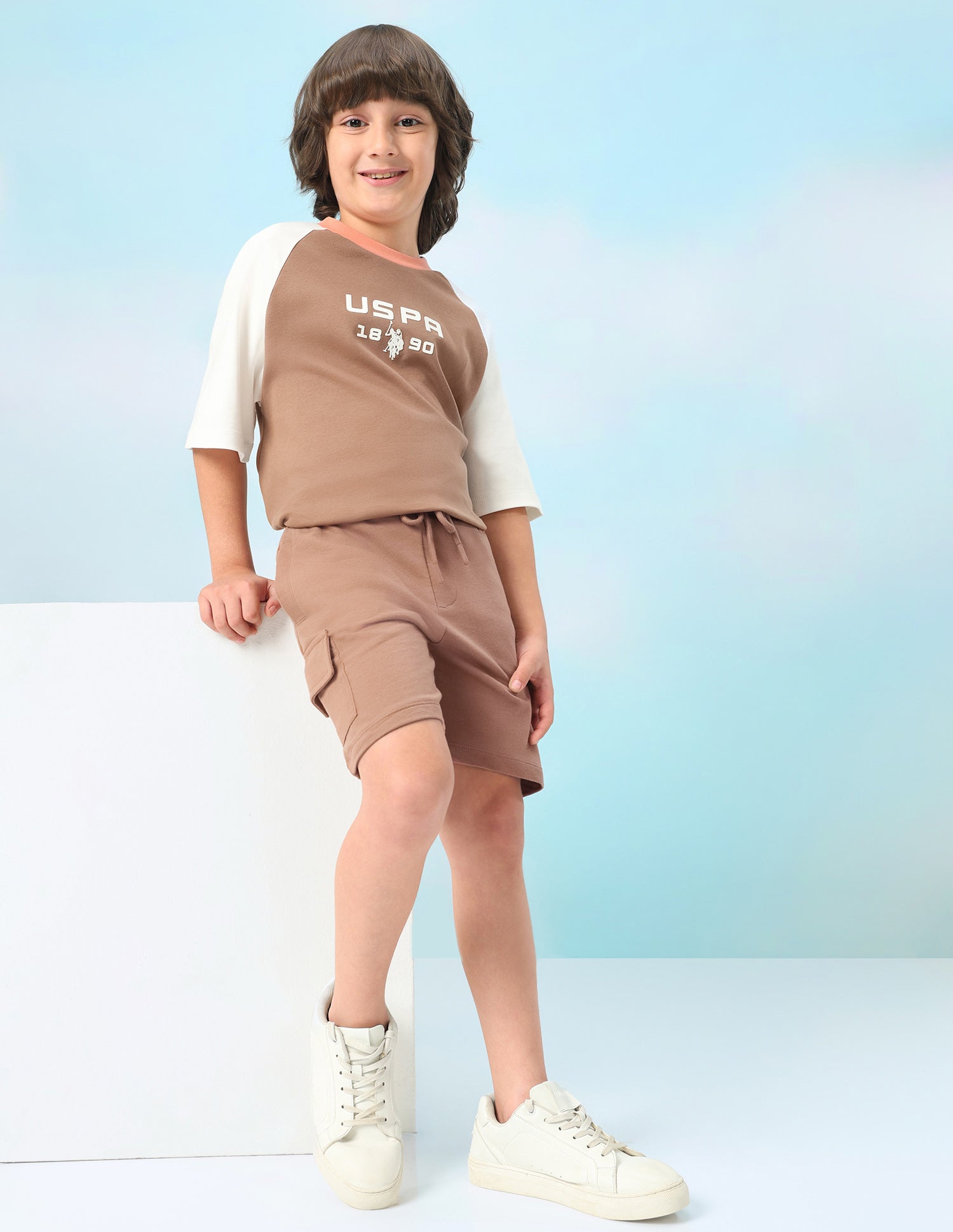 Mid Rise Solid Shorts Light Brown - U.S. Polo Assn. India | Large