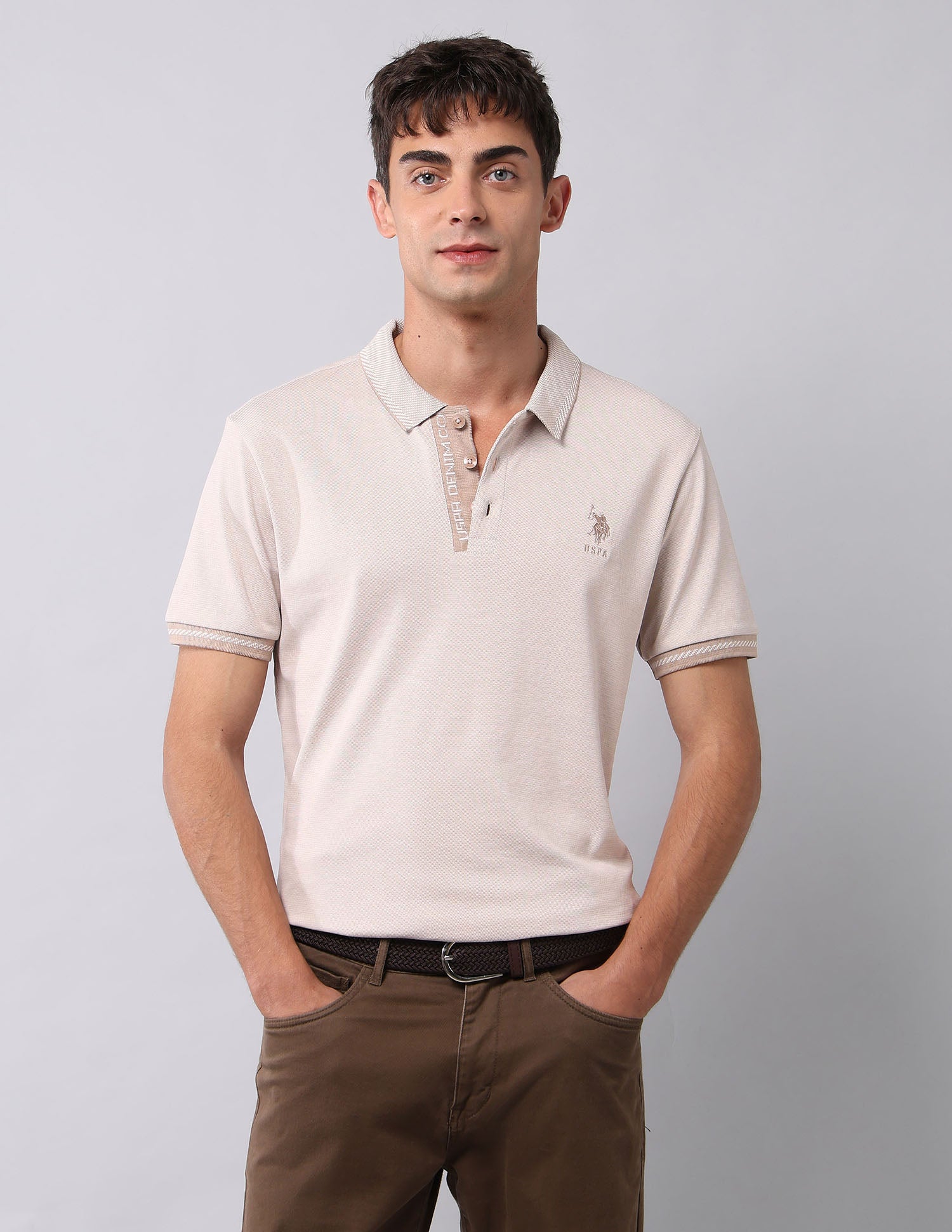 Textured Slim Fit Polo Shirt