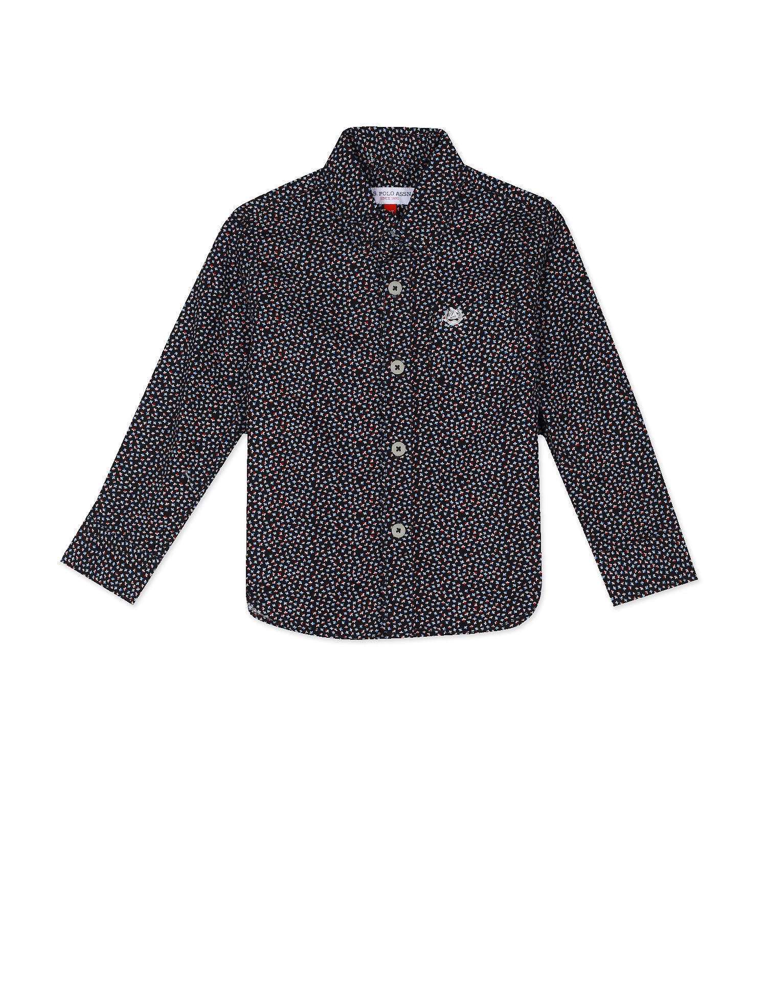 Spread Collar Printed Shirt Black - U.S. Polo Assn. India | Large