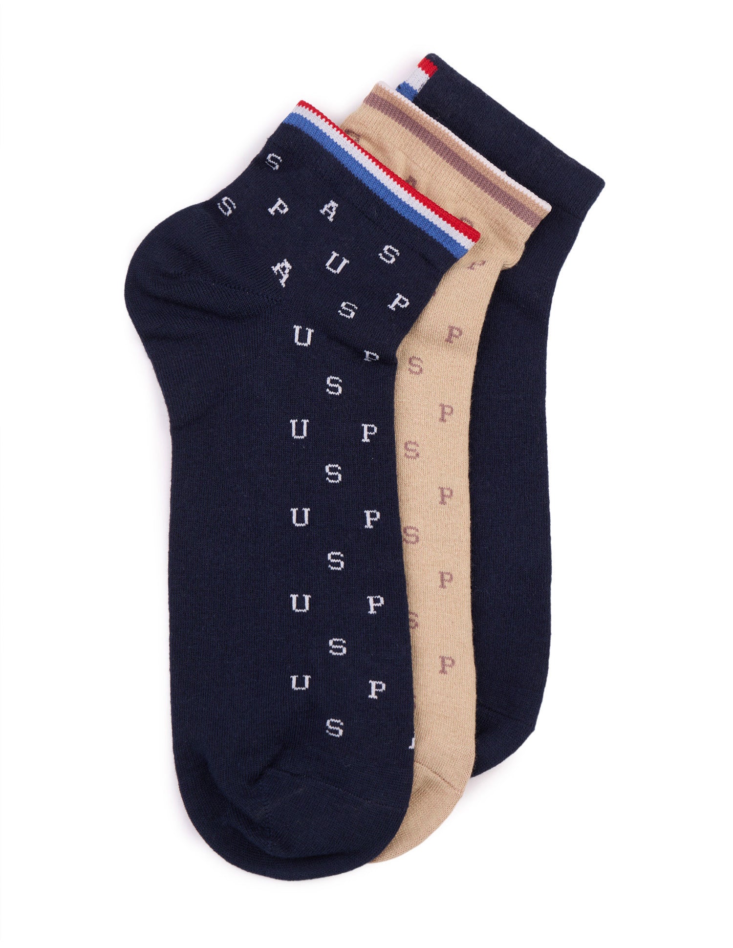 Brand Printed Ankle Length Socks - Pack Of 3