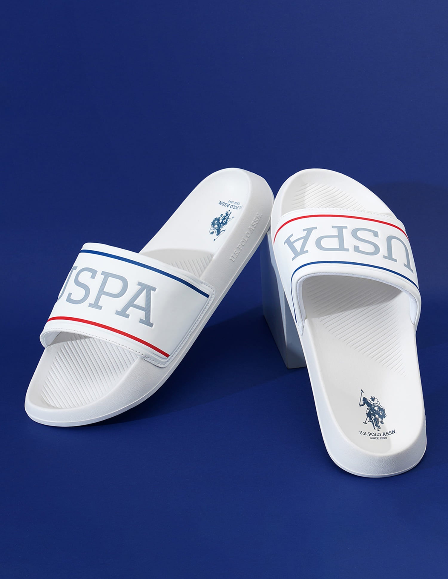 Men Open Toe Logo Cloyee 6.0 Slides White - U.S. Polo Assn. India | Large