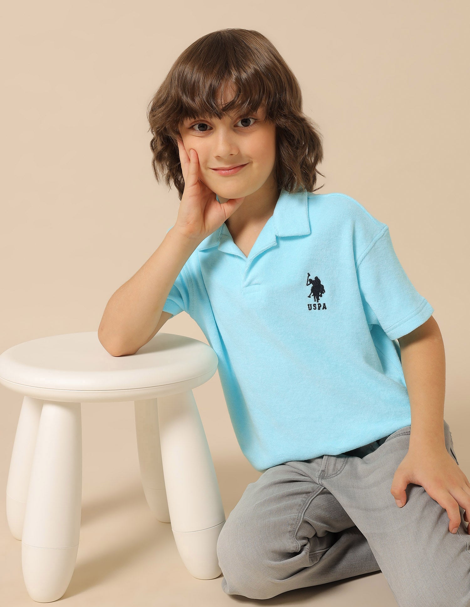 Boys Pure Cotton Solid Polo Shirt