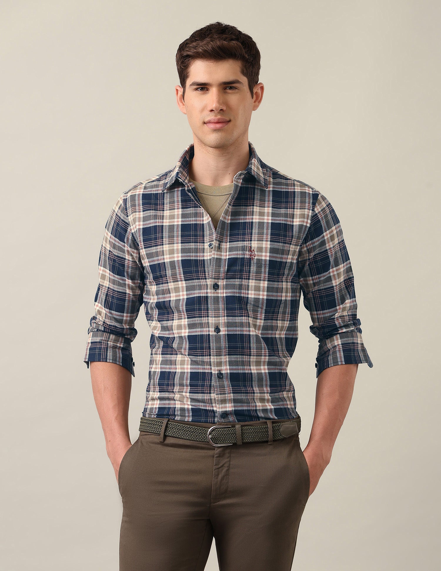 Tartan Checked Oxford Shirt Navy - U.S. Polo Assn. India | Large