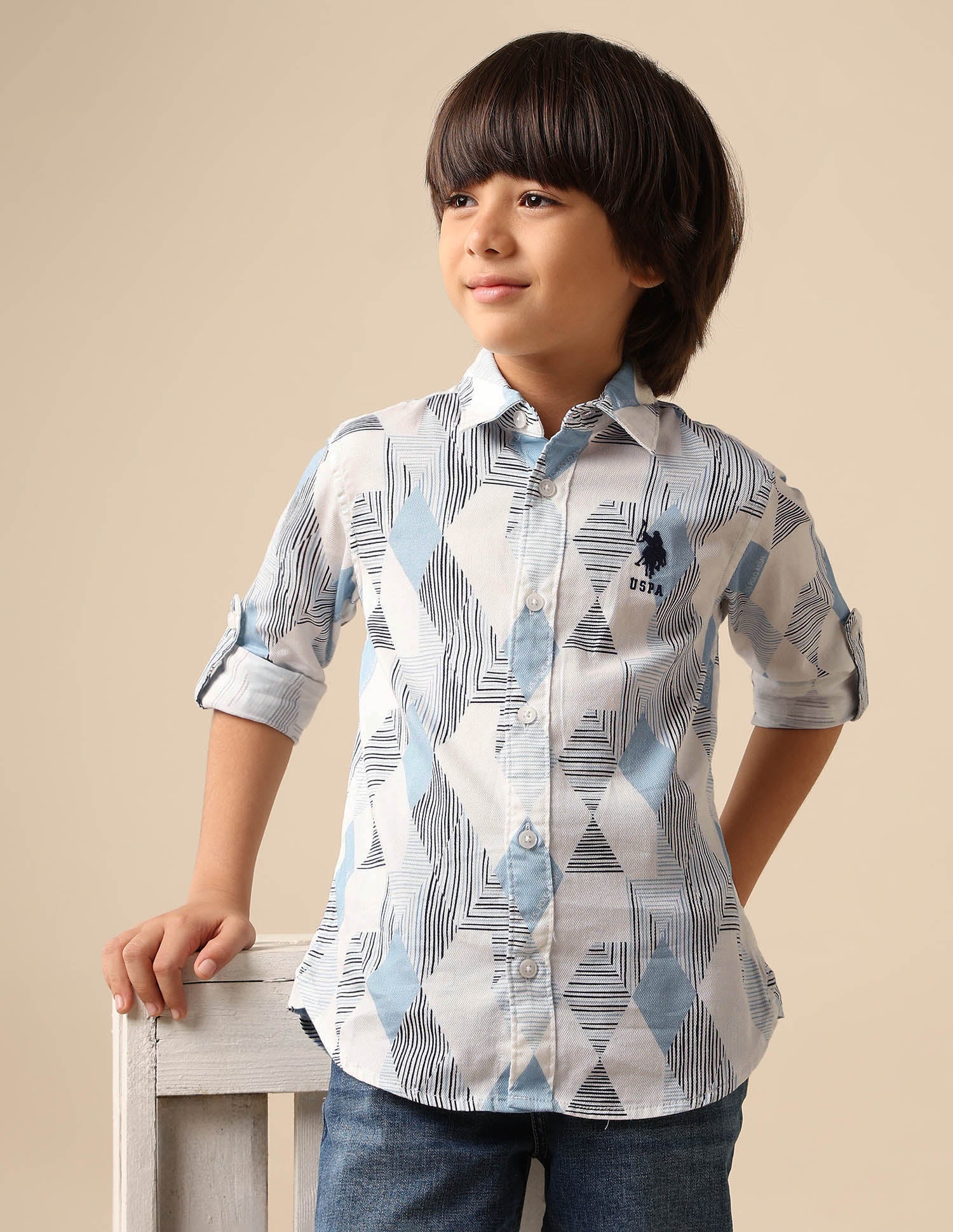 Boys All Over Printed Dobby Shirt