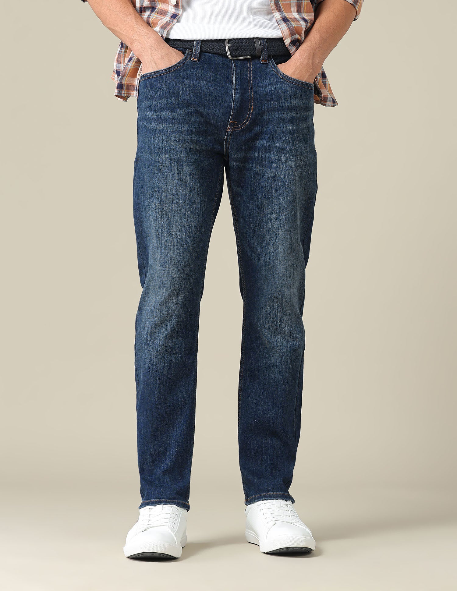 Cole Comfort Cropped Fit Blue Jeans