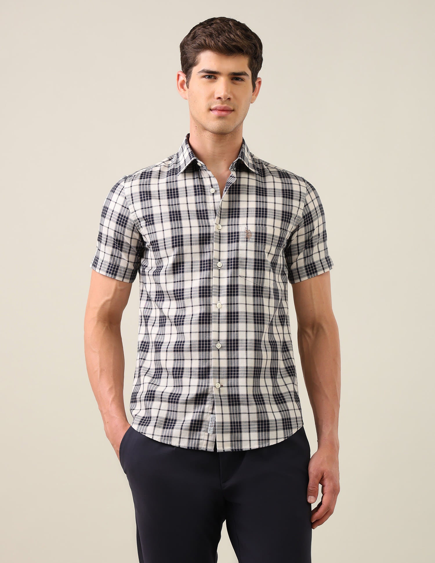 Twill Plaid Checked Shirt Blue - U.S. Polo Assn. India | Large