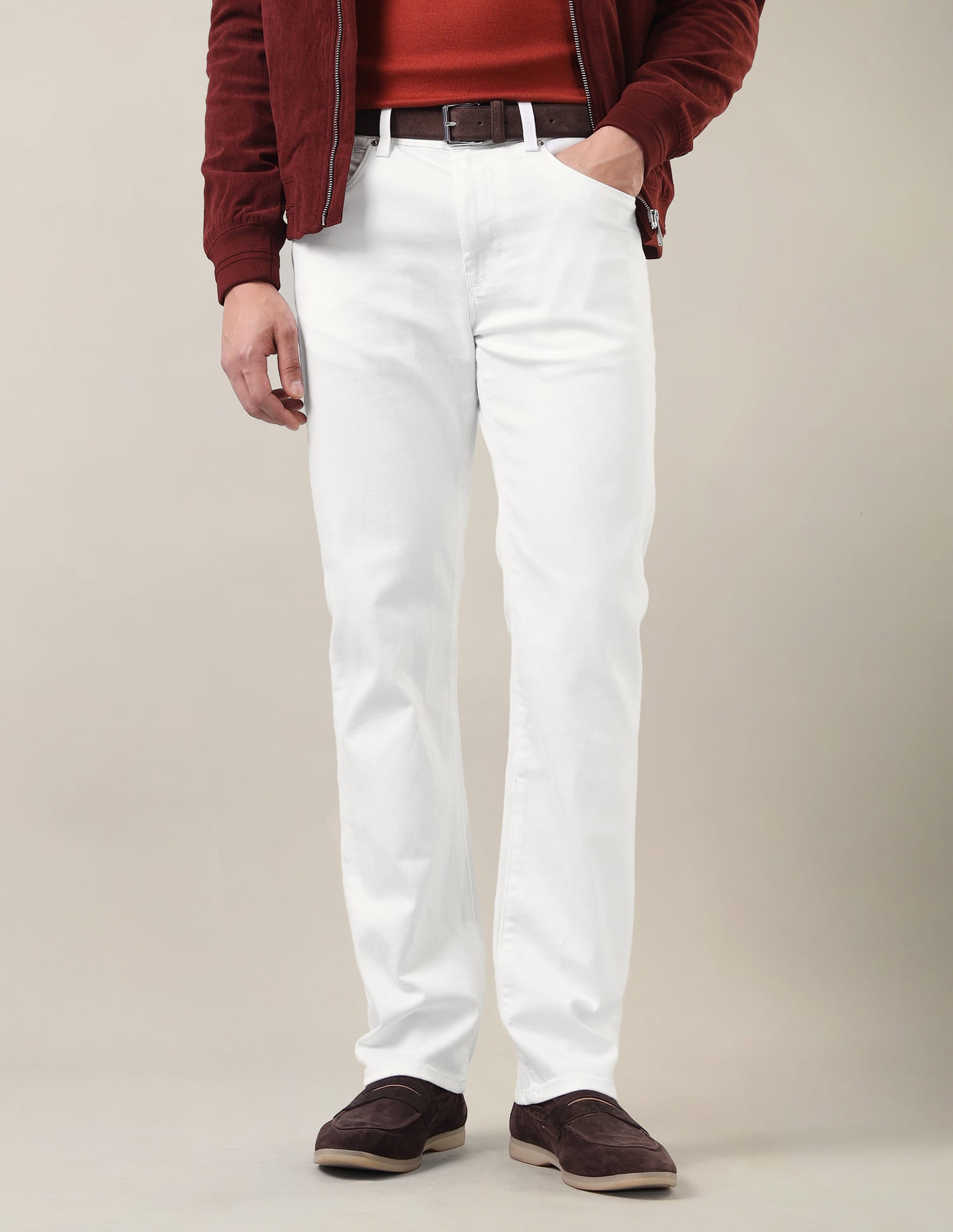 Harold Slim Straight Fit White Jeans