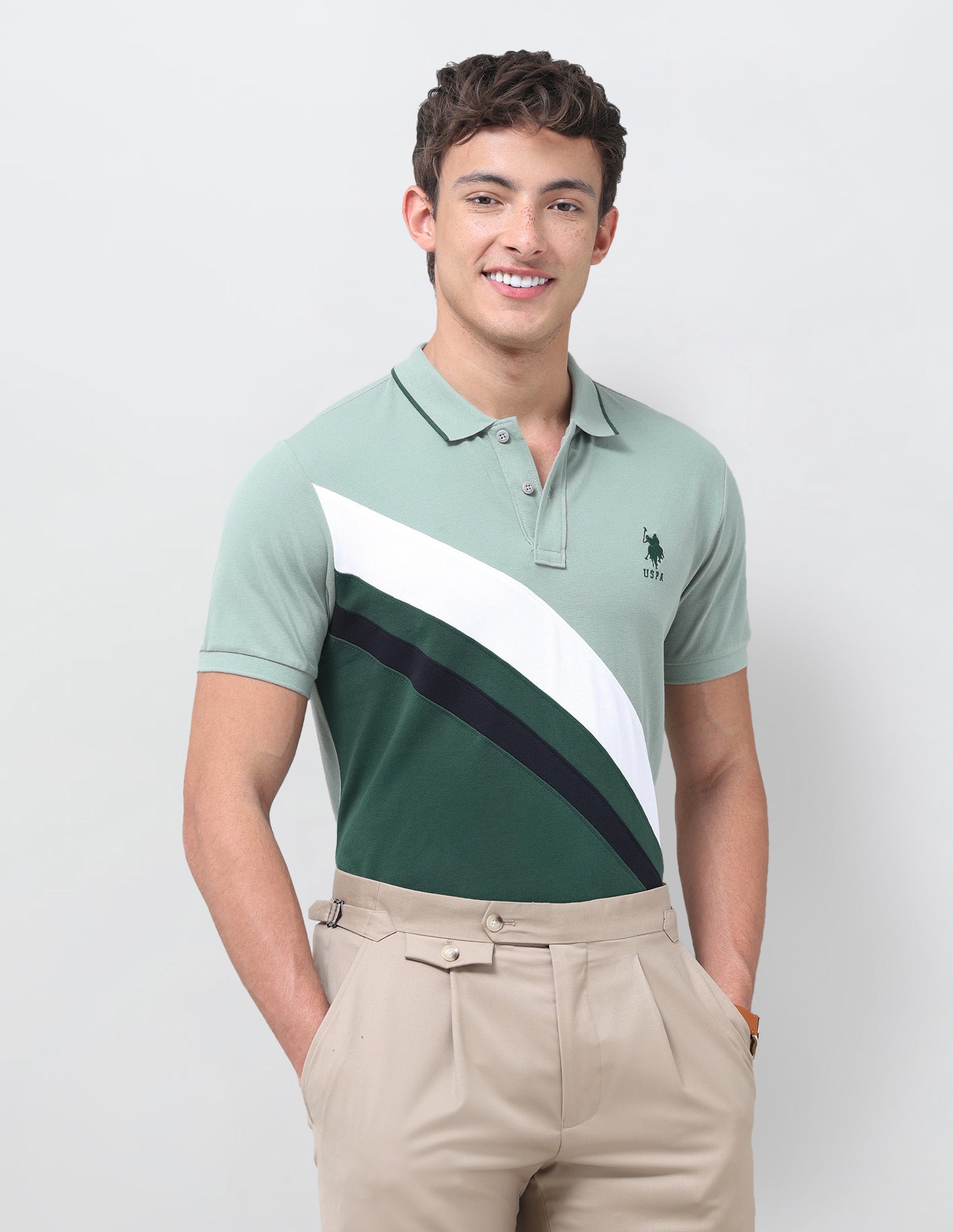 Colourblocked Regular Fit Polo Shirt