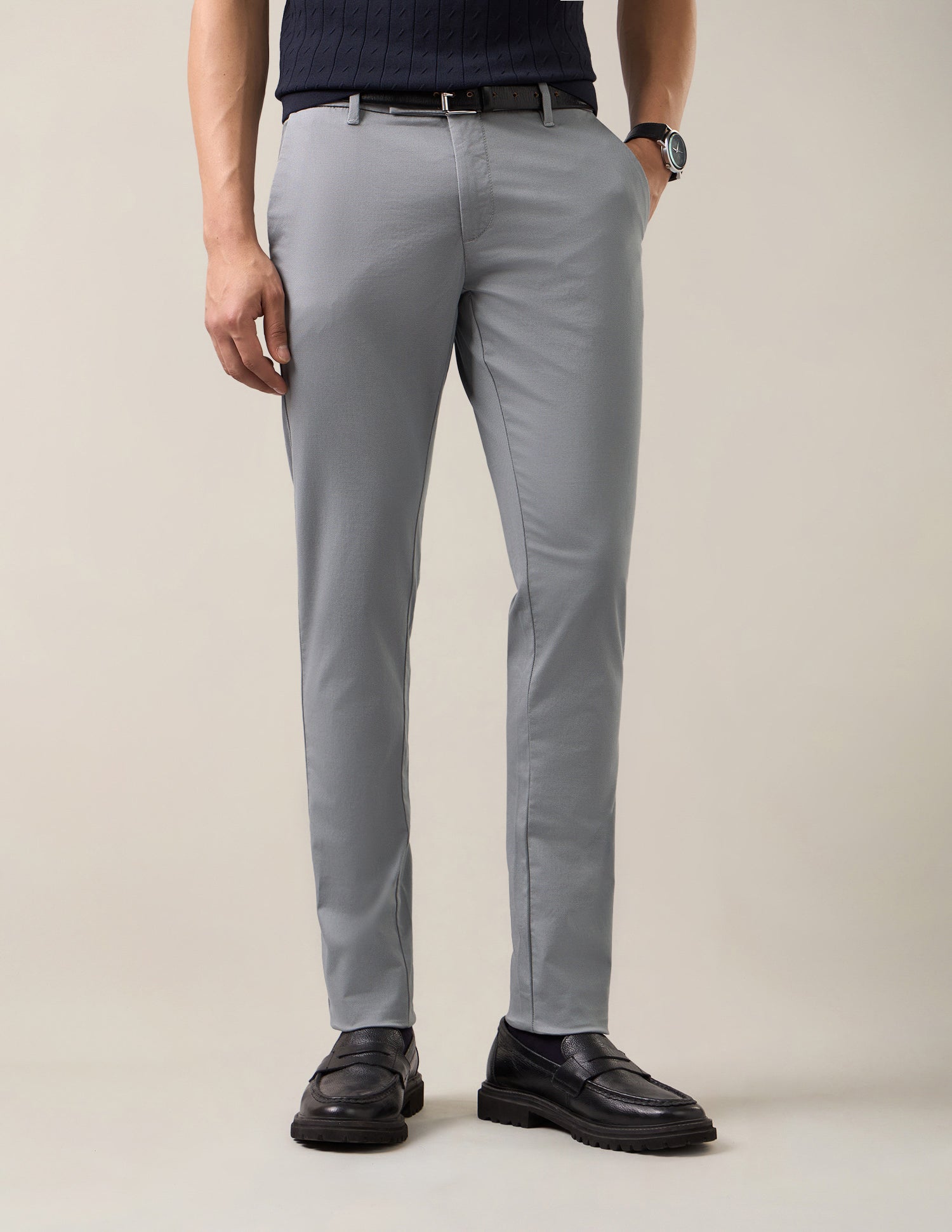 Austin Slim Fit Satin Trousers Mid Grey - U.S. Polo Assn. India | Large