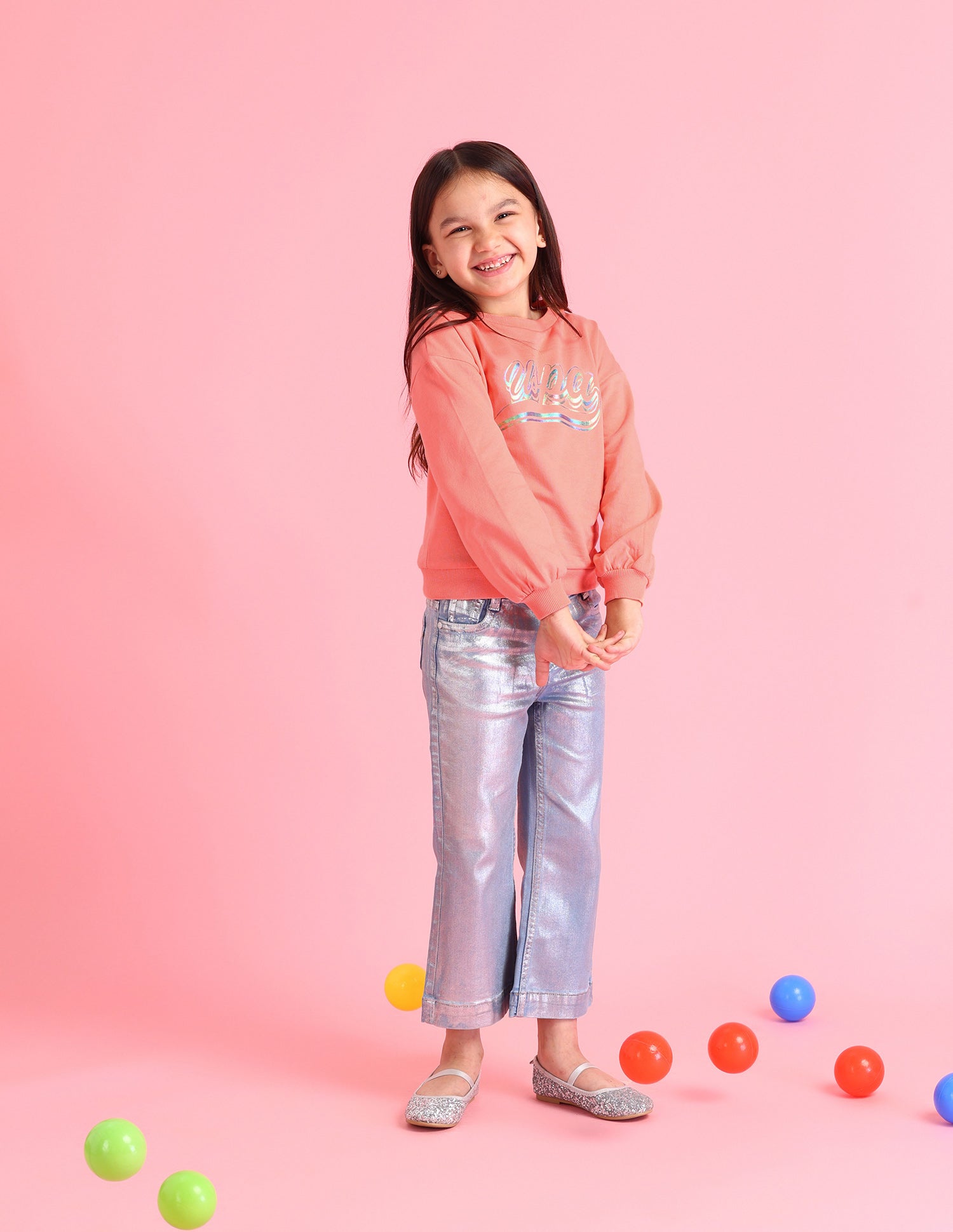 Girls Brand Printed Regular Fit Sweatshirt