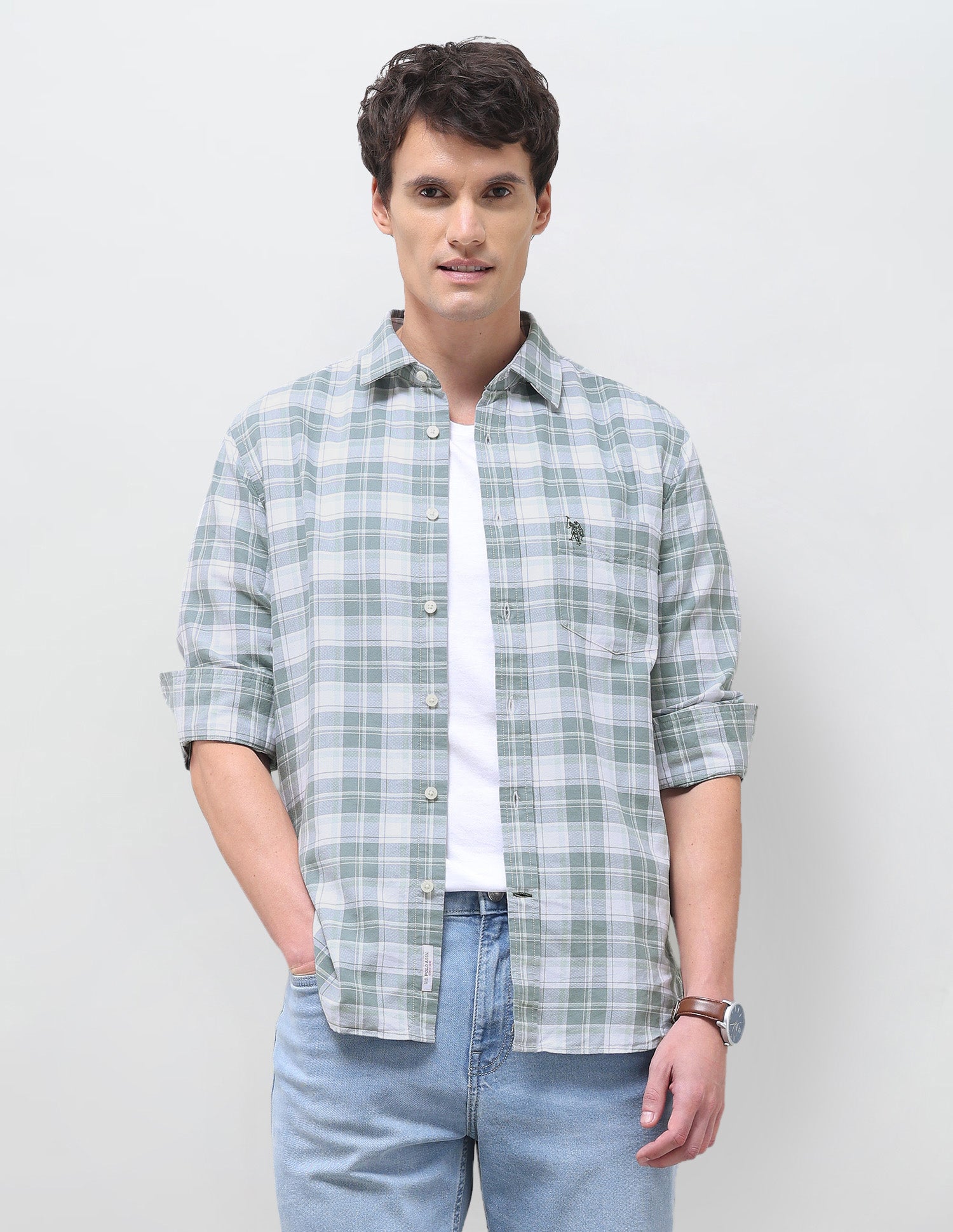 Oxford Tartan Checked Shirt Green - U.S. Polo Assn. India | Large