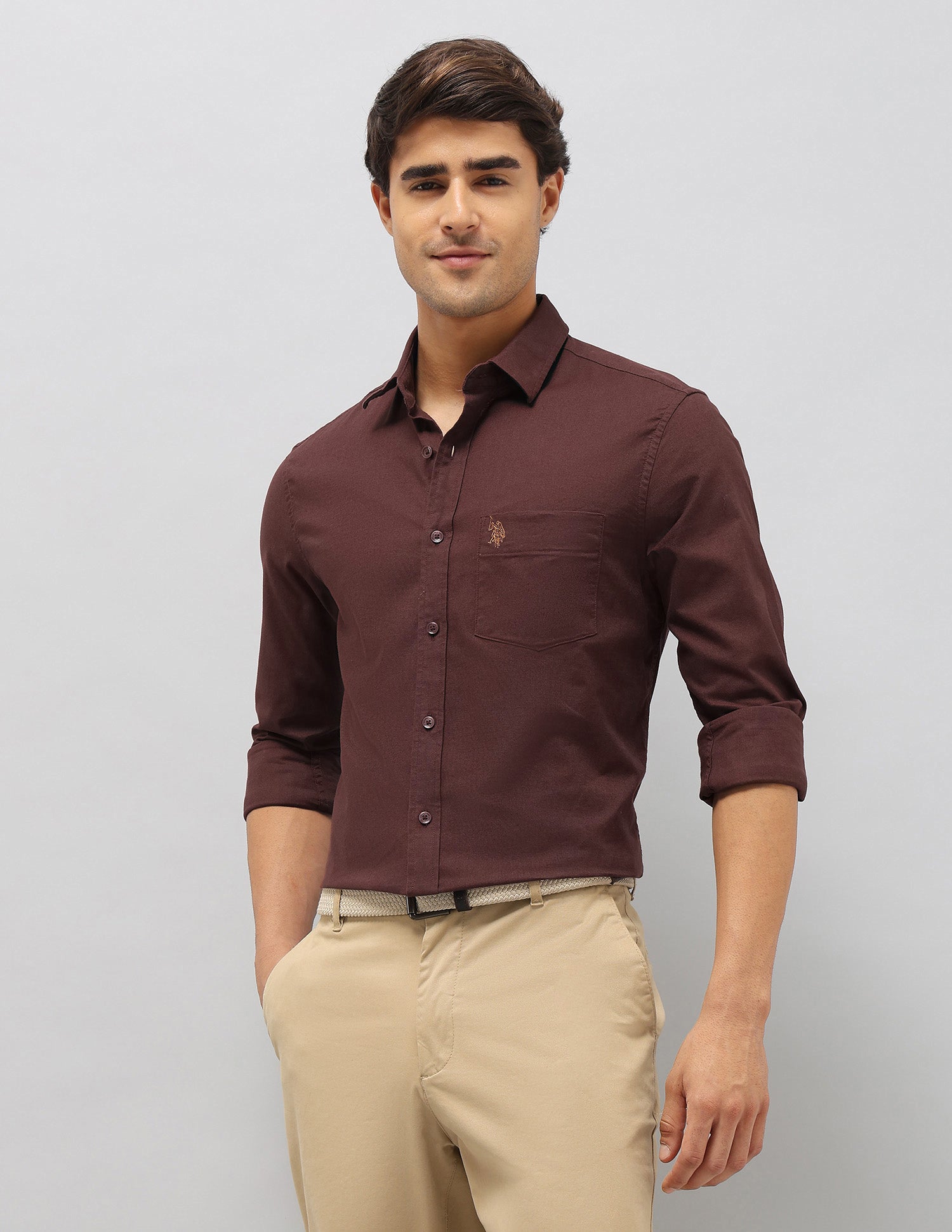 Tailored Fit Oxford Shirt Choco - U.S. Polo Assn. India | Large