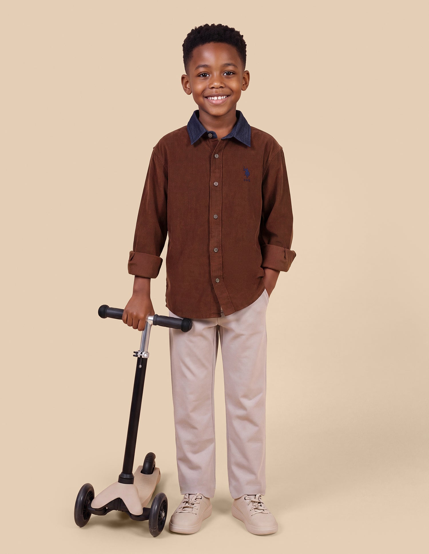 Corduroy Regular Fit Shirt Maroon - U.S. Polo Assn. India | Large